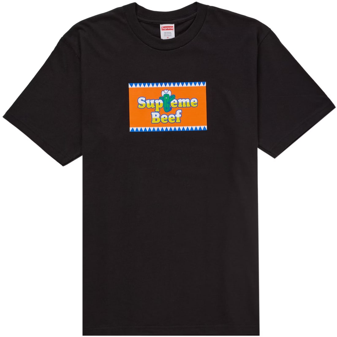 Supreme Black Cotton Graphic Tee Medium: Supreme Black Cotton Graphic Tee Medium The Supreme Beef Black Tee is crafted from 100% cotton and features a bold front graphic. Designed with a classic fit and durable construction, this t-shirt com