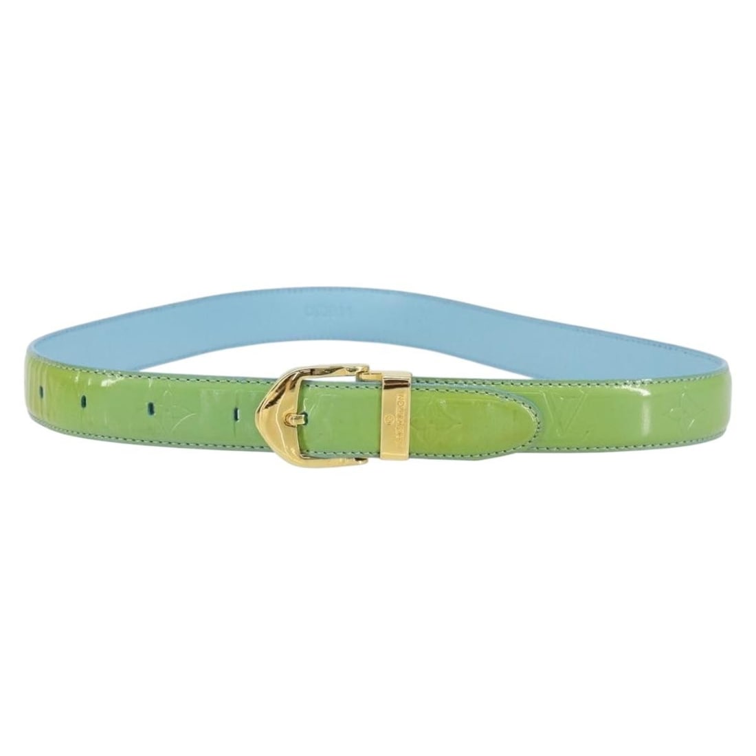LOUIS VUITTON Monogram Vernis Baby Blue Belt Patent Leather Auth: LOUIS VUITTON Monogram Vernis Baby Blue Belt Patent Leather Auth This classic LOUIS VUITTON Monogram Vernis belt in a stunning baby blue is a timeless accessory that adds a touch of elegance to any ou