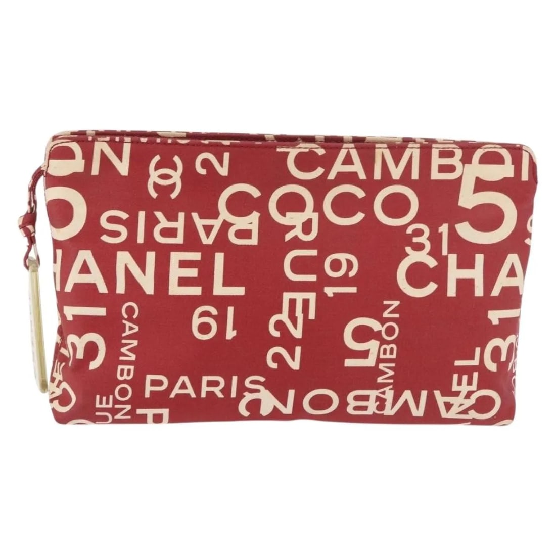 Chanel Vintage Clutch Red Canvas Handbag: Chanel Vintage Clutch Red Canvas Handbag Vintage Chanel clutch for women in red canvas, made in Italy. The bag measures 25 cm x 15 cm x 5 cm and is described as being in fair condition with light exte