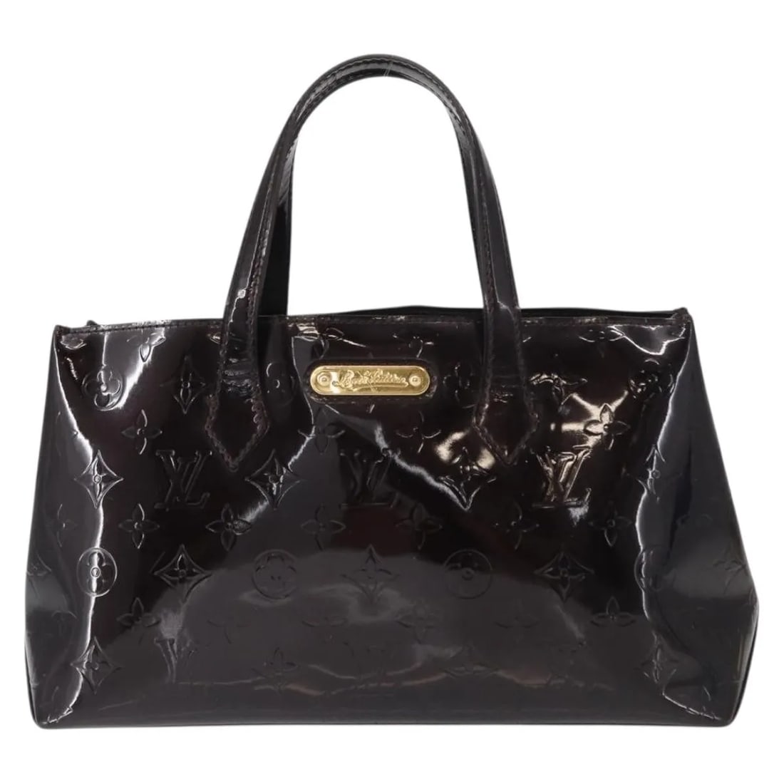 Burgundy Patent Leather Louis Vuitton Wilshire Purse 31cm: Burgundy Patent Leather Louis Vuitton Wilshire Purse 31cm This Louis Vuitton Wilshire handbag features a burgundy patent leather exterior with the iconic Monogram Vernis finish. Designed for women, th