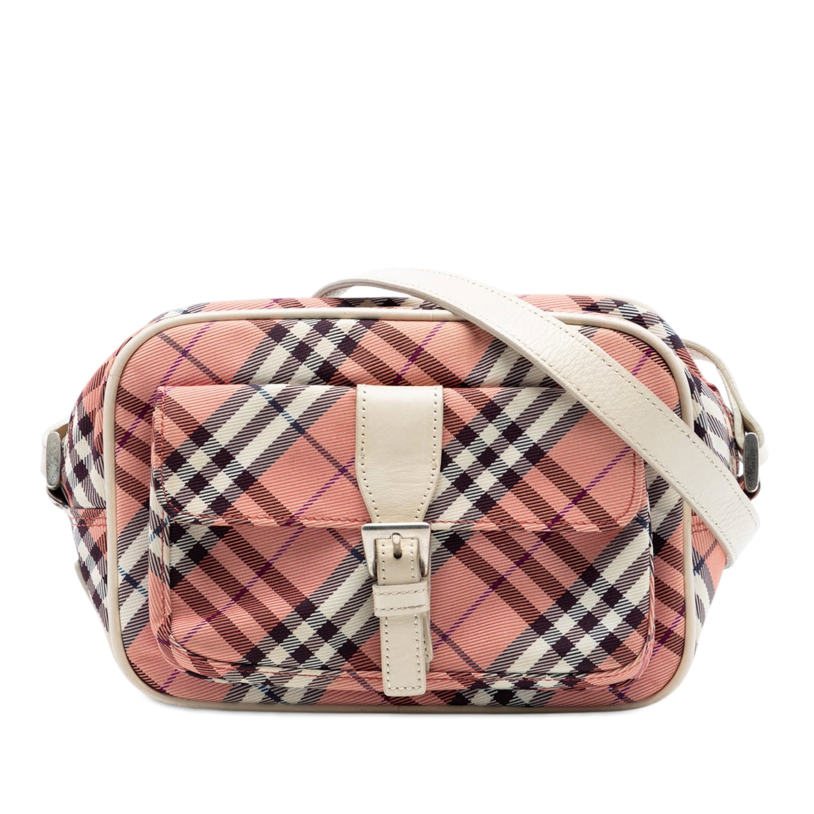 Burberry Nova Check red canvas crossbody bag: Burberry Nova Check red canvas crossbody bag This Burberry Nova Check Canvas Crossbody bag features the iconic check canvas body with leather trim and an adjustable flat leather strap. It is designed 