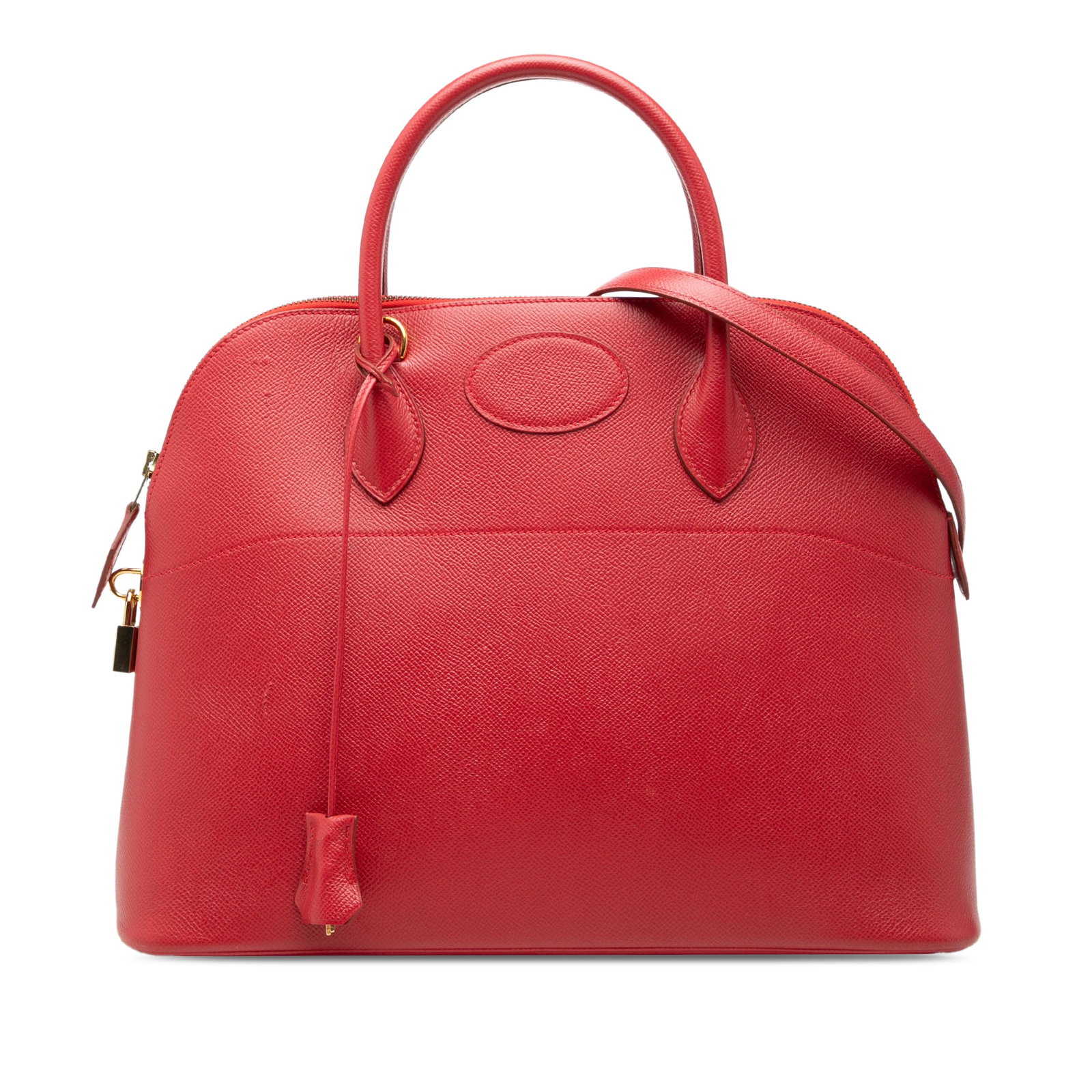 Hermes Bolide 37 Courchevel Leather Handbag Rouge Vif: Hermes Bolide 37 Courchevel Leather Handbag Rouge Vif Hermes Bolide 37 handbag crafted in Rouge Vif Courchevel leather. This bag features rolled leather handles, a detachable flat leather strap, a top