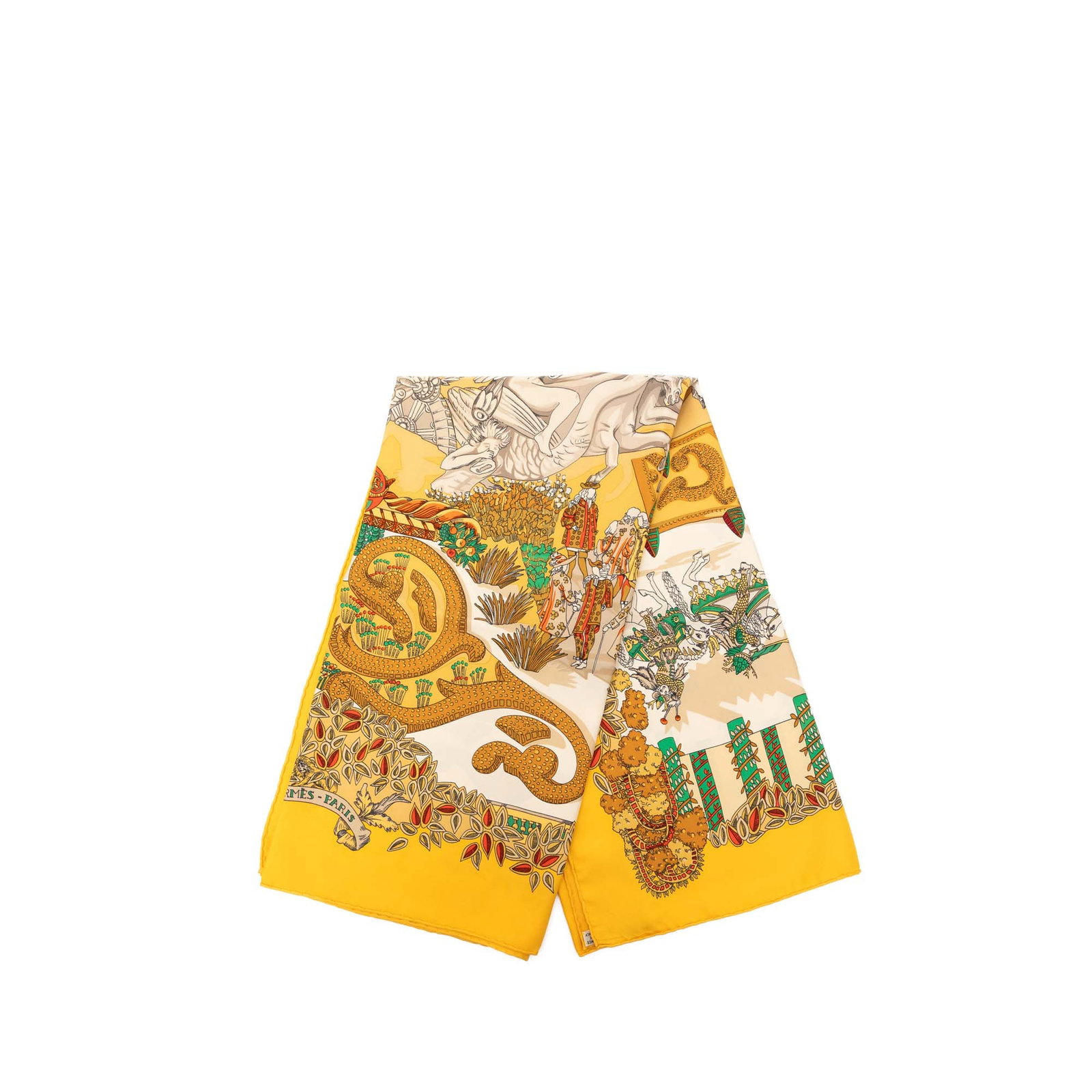 Hermes Le Paradis du Roy 90 Silk Scarf Yellow (1 of 7)