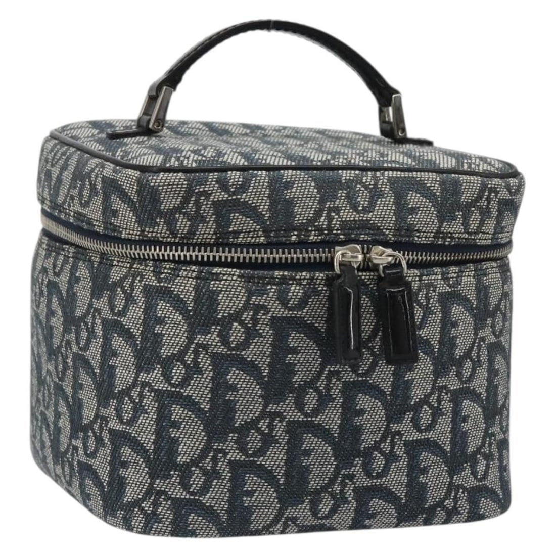Christian Dior Trotter Canvas Vanity Handbag Navy Silver: Christian Dior Trotter Canvas Vanity Handbag Navy Silver Christian Dior vanity handbag in navy and silver Trotter canvas. This women's handbag is made in Italy and includes only the item shown; the or