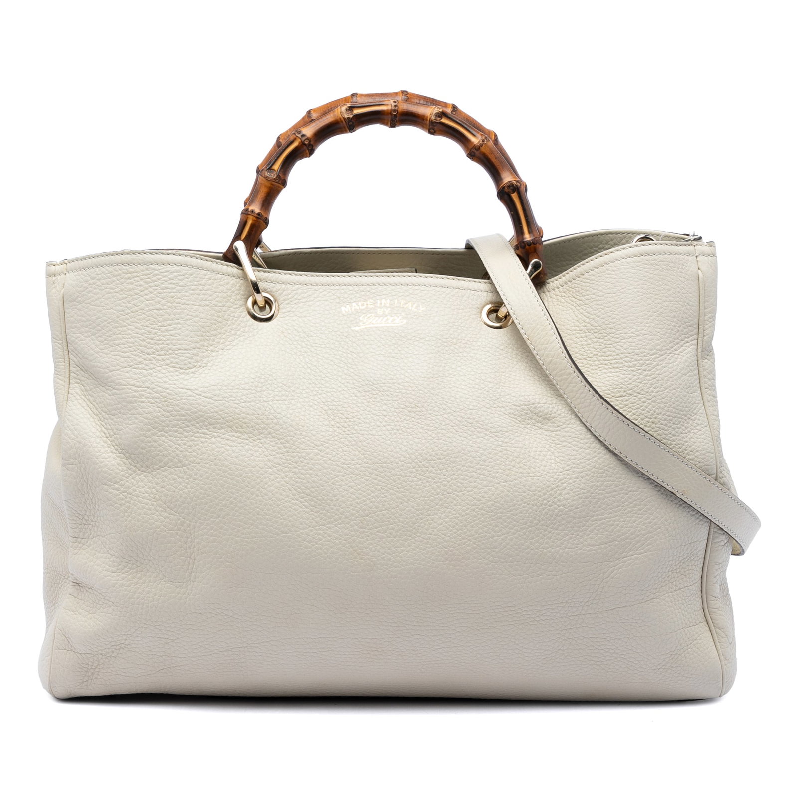 Gucci bamboo handle leather shopper satchel large brown (1 of 7)