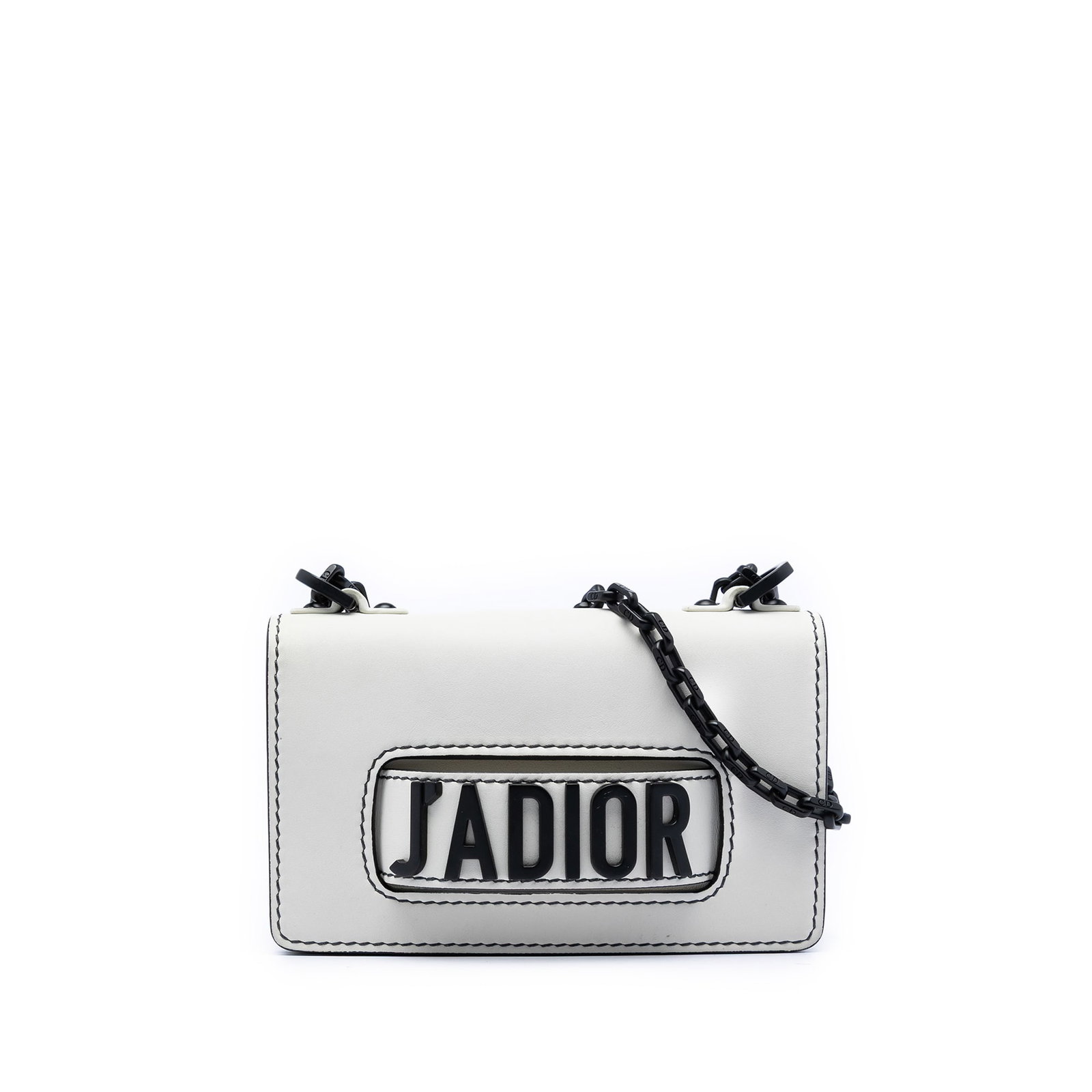 Dior JAdior Mini Calfskin Chain Flap Leather Bag White: Dior JAdior Mini Calfskin Chain Flap Leather Bag White The J'Adior Chain Flap bag is a mini calfskin leather bag with a leather body, curb chain link strap, front flap with magnetic snap button closur