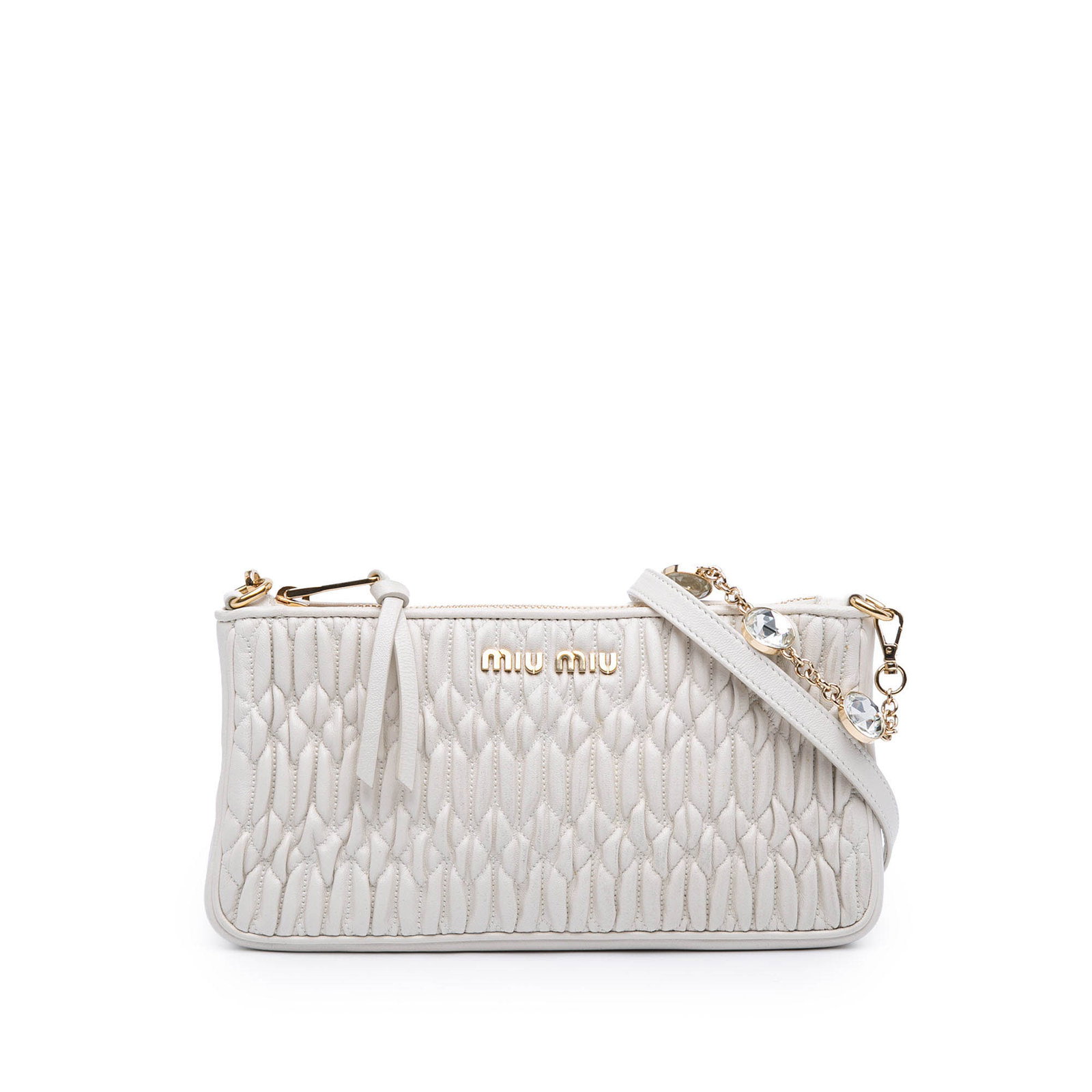 Miu Miu Matelasse Nappa Leather Satchel with Crystal Chain (1 of 7)