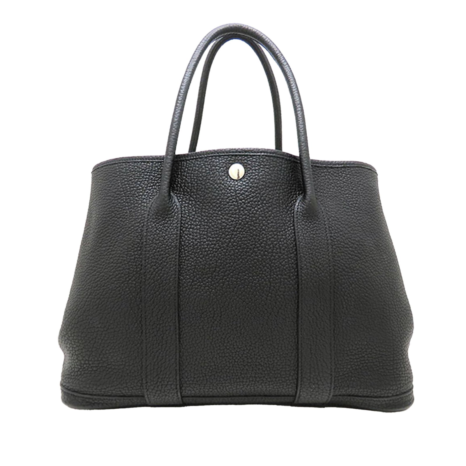 Hermes Garden Party 36 Negonda Leather Tote Bag Black: Hermes Garden Party 36 Negonda Leather Tote Bag Black Black Hermes Garden Party 36 bag in Negonda leather, made in France. It features rolled leather handles, an open top with snap button closure, and