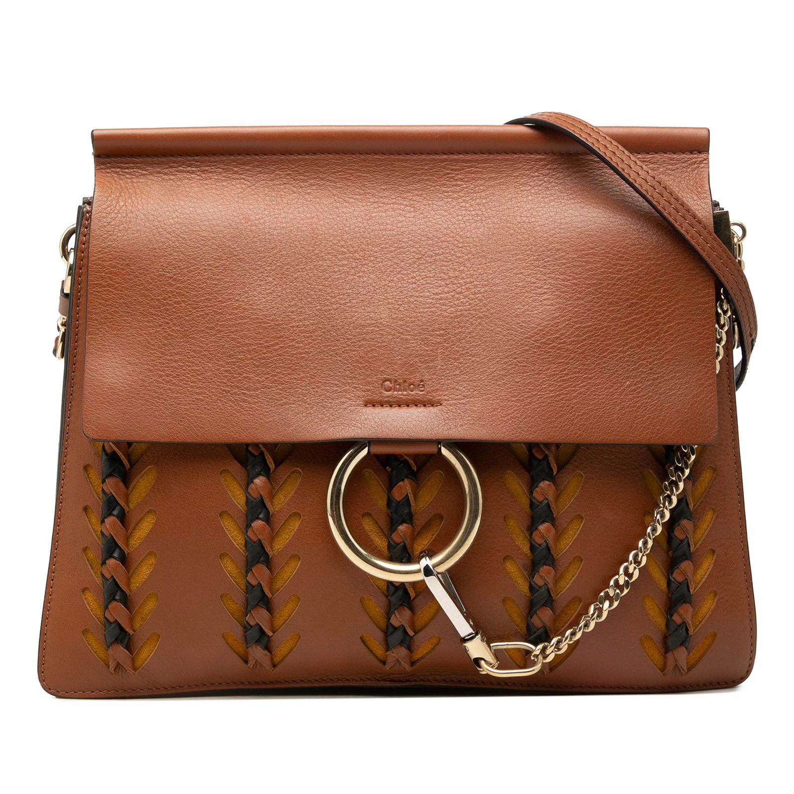 Chloe Faye Medium Brown Leather Braided Crossbody Bag (1 of 8)