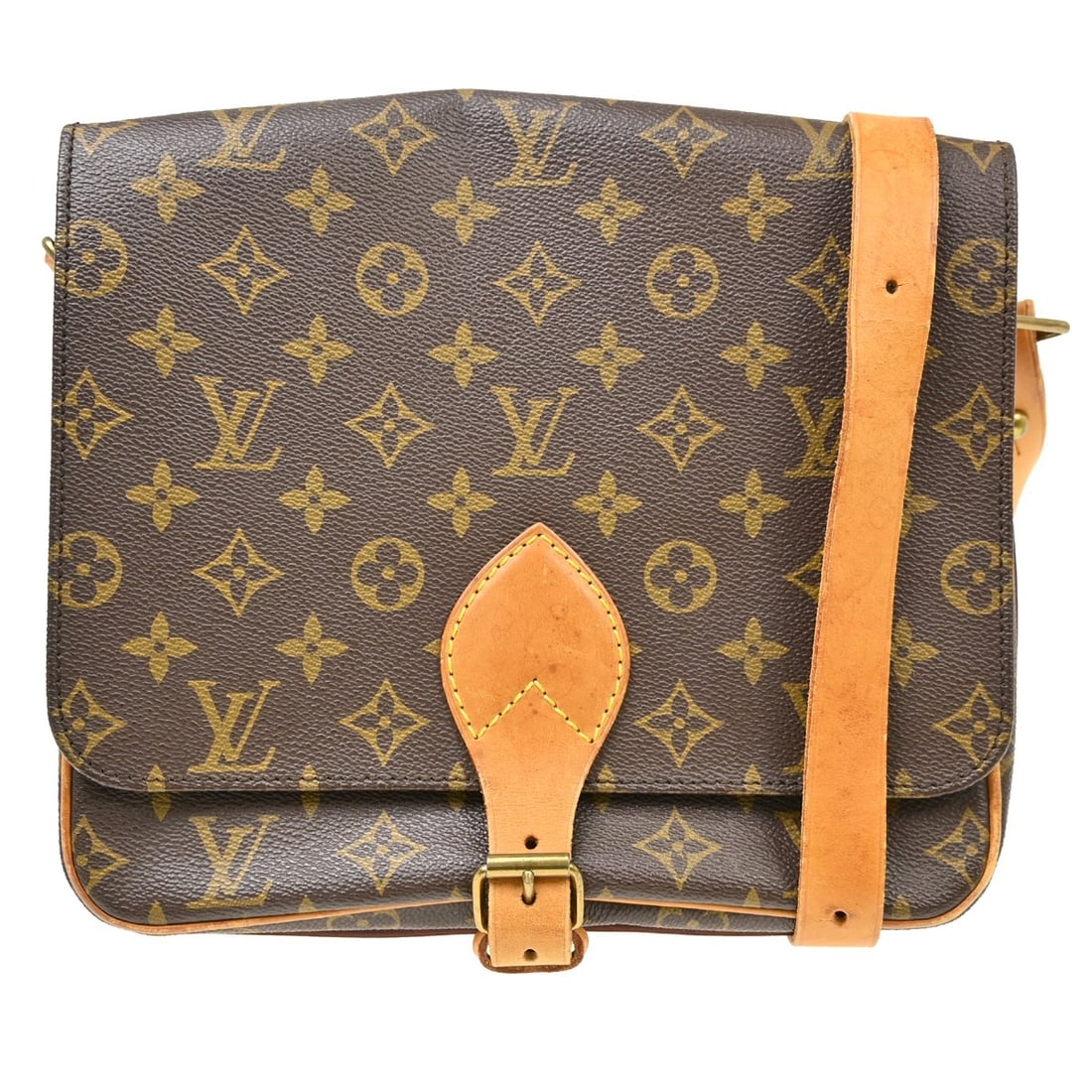 Louis Vuitton Cartouchiere GM Monogram Crossbody Shoulder Bag M51252: Louis Vuitton Cartouchiere GM Monogram Crossbody Shoulder Bag M51252 Vintage Louis Vuitton Cartouchiere GM shoulder bag in Monogram canvas and leather, made in France. It features a flap buckle closur