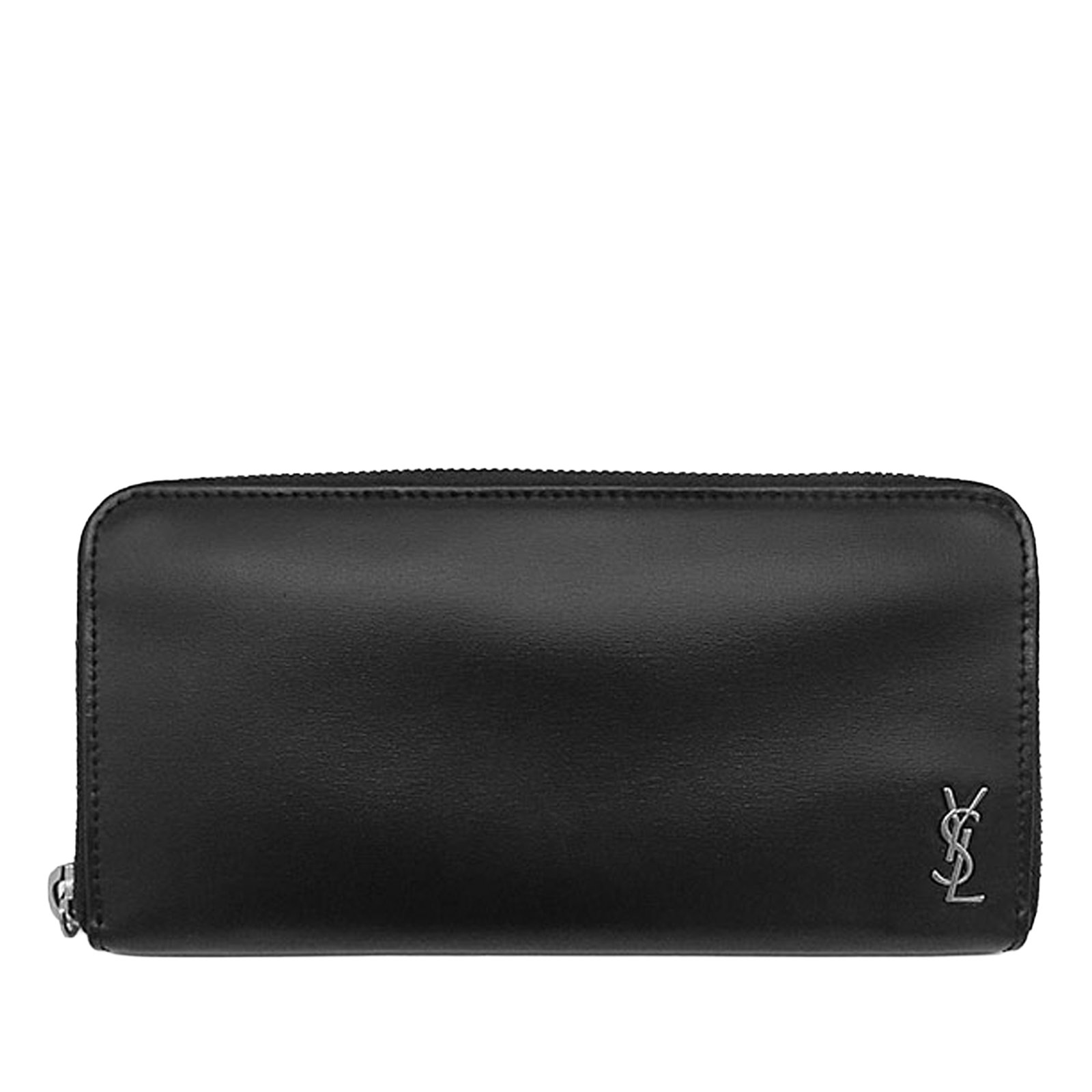 Saint Laurent Tiny Cassandre leather zip around long wallet black: Saint Laurent Tiny Cassandre leather zip around long wallet black Leather long wallet with a zip-around closure and interior zip and slip compartments. Made in Italy, it comes in black and includes 1 