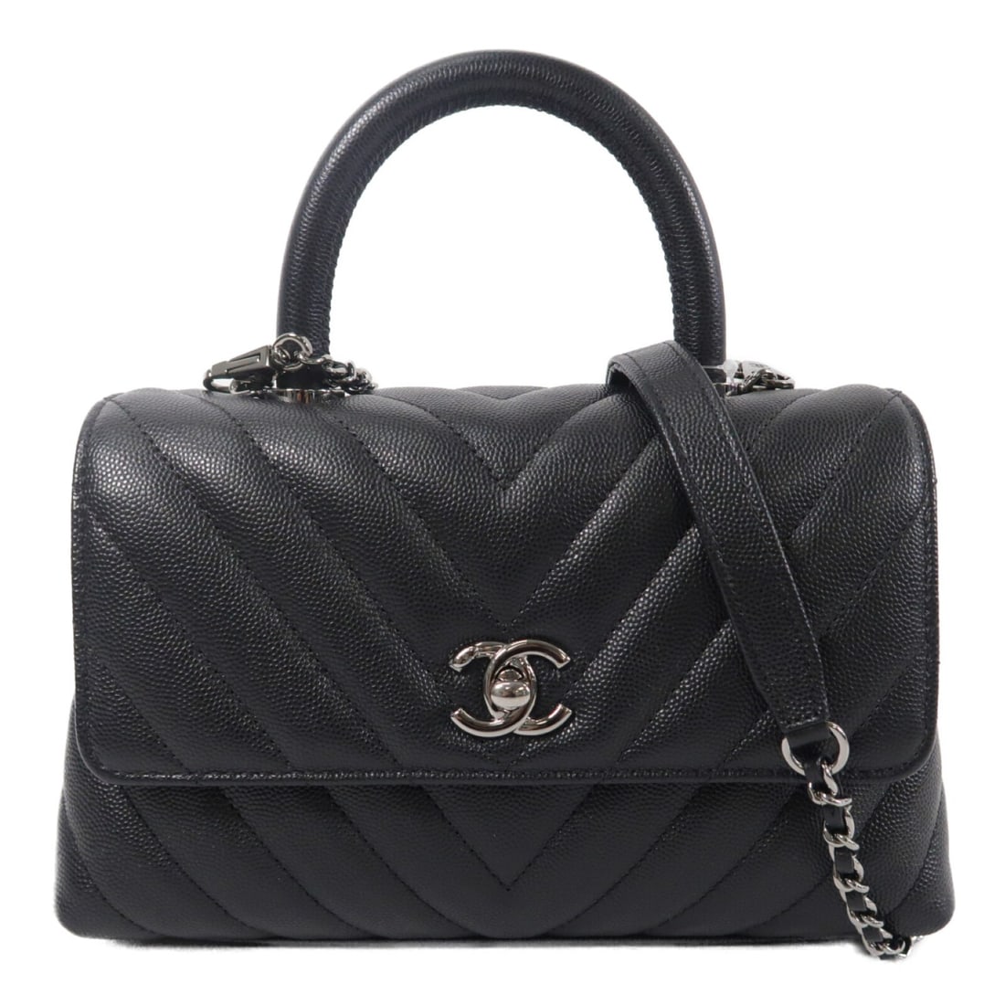 CHANEL A92990 Coco Handle Small Black Calfskin 2way Shoulder Bag (1 of 12)