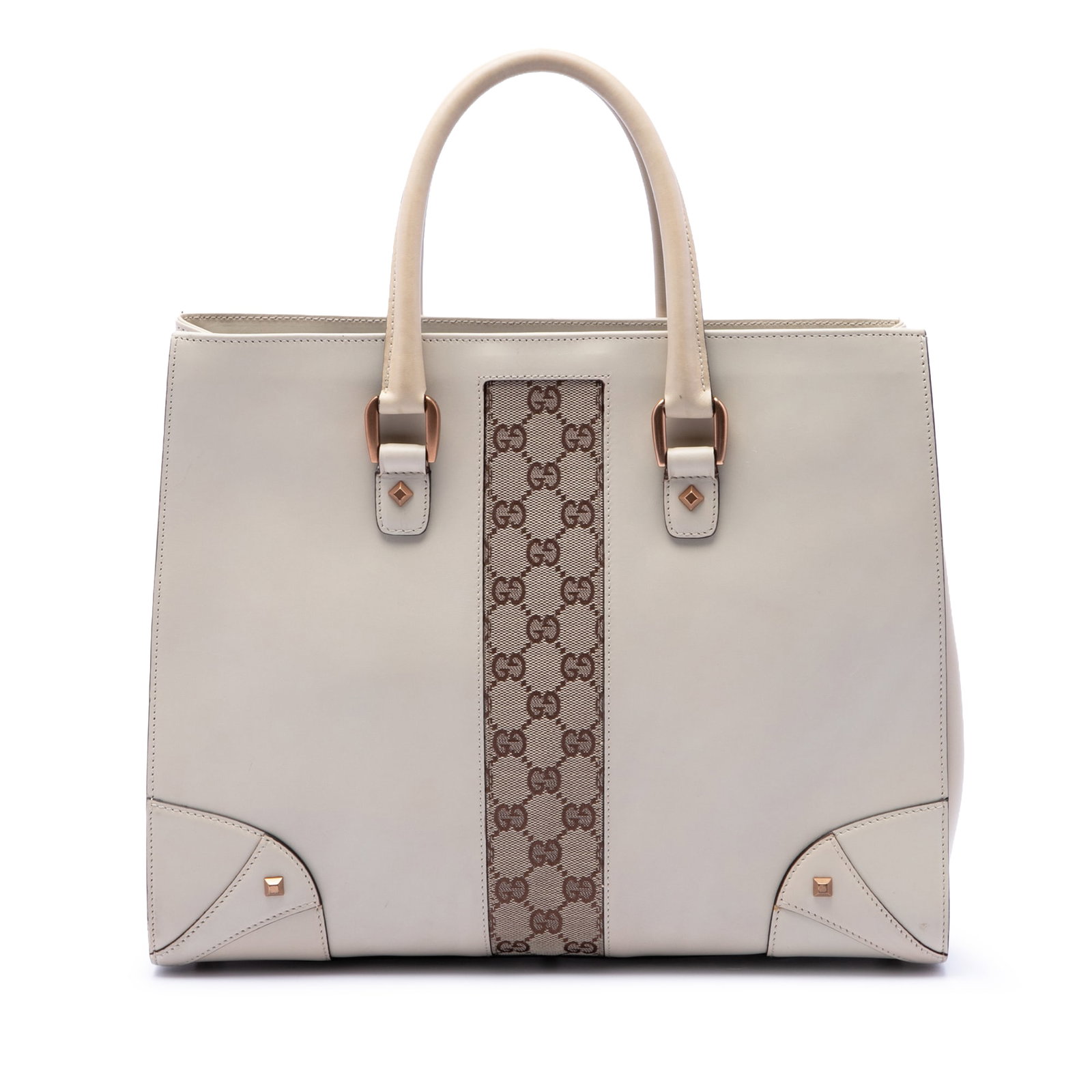 Gucci Nailhead Tote in Calfskin and GG Canvas (1 of 6)
