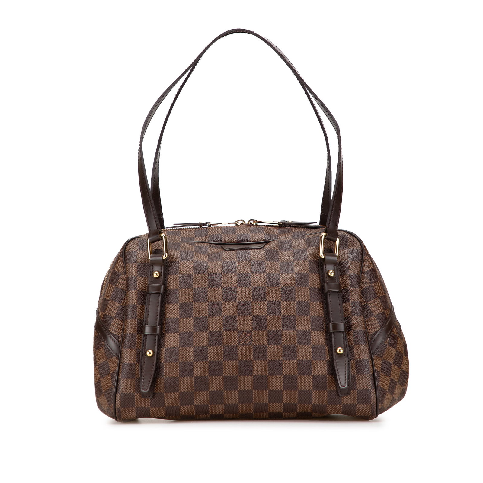 Louis Vuitton Damier Ebene Rivington GM Brown Canvas Bag: Louis Vuitton Damier Ebene Rivington GM Brown Canvas Bag Discover the elegance of the Louis Vuitton Damier Ebene Rivington GM, a stylish bag crafted from durable damier ebene canvas with luxurious lea