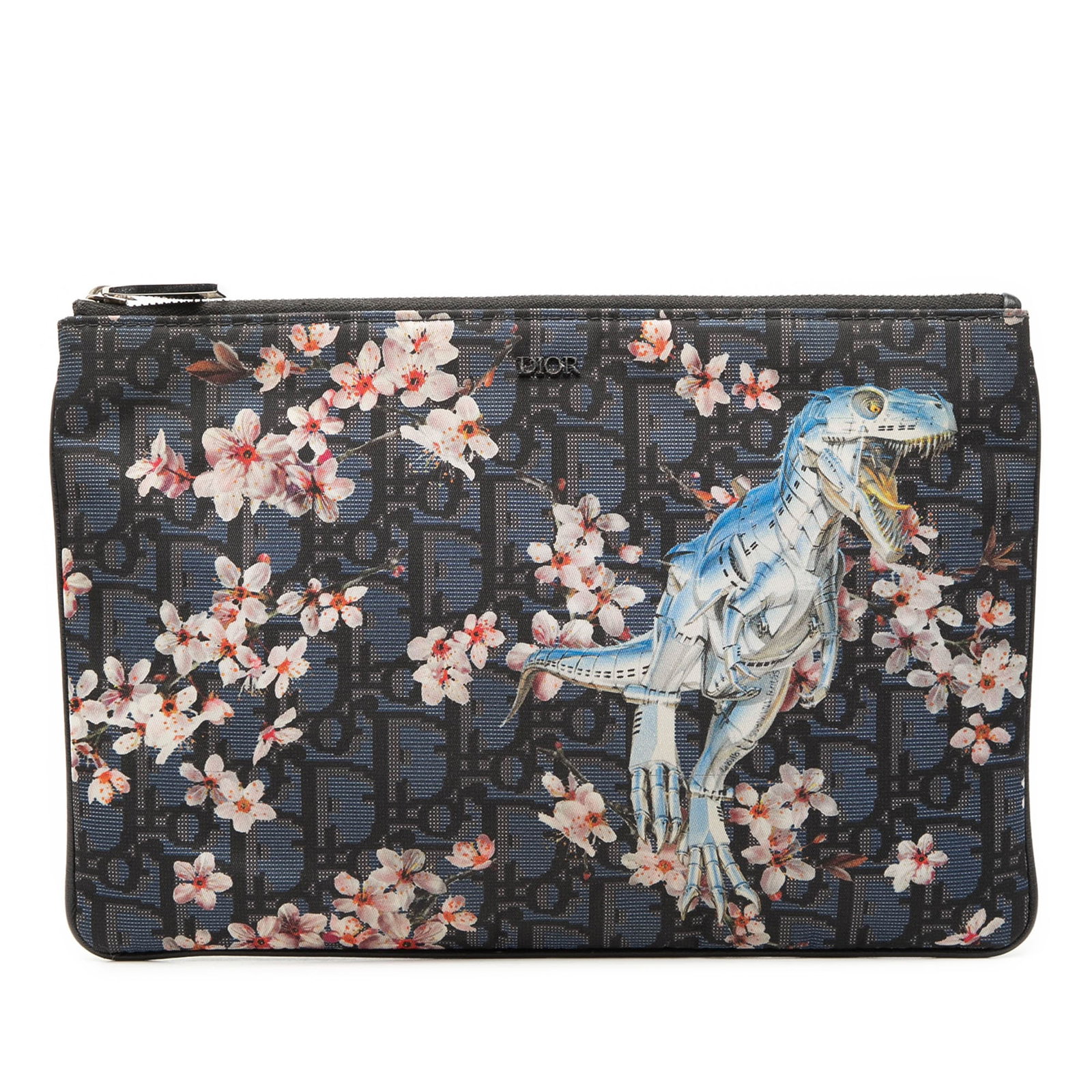 Dior Hajime Sorayama Oblique Blue Nylon Safari Zip Clutch Bag: Dior Hajime Sorayama Oblique Blue Nylon Safari Zip Clutch Bag This Dior Hajime Sorayama Oblique Nylon Safari Clutch features a printed nylon exterior in blue and is designed with a top zip closure. Th