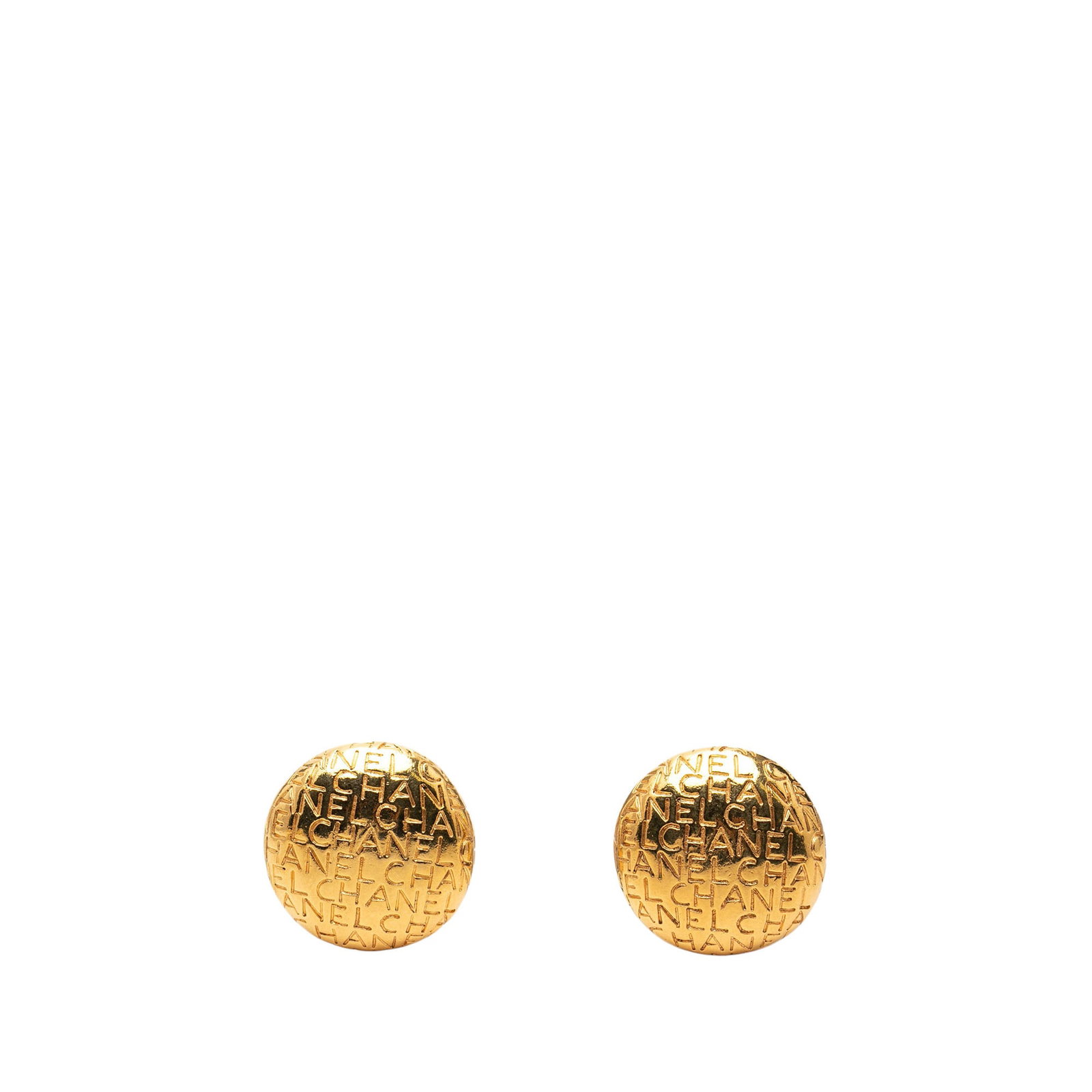 Chanel Logo Lettering Clip On Earrings Gold Plated Metal (1 of 3)