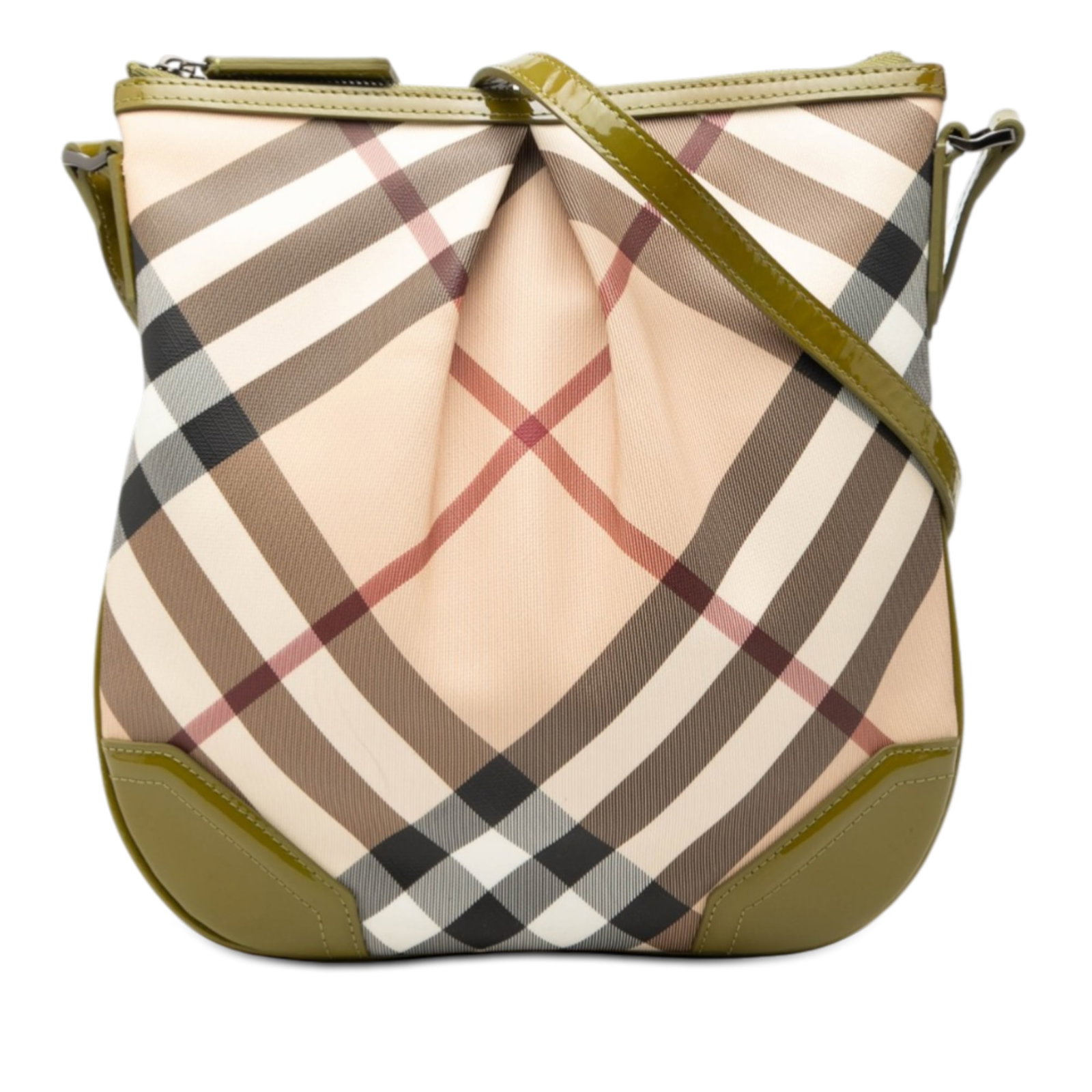 Burberry Dryden crossbody bag Supernova Check coated canvas: Burberry Dryden crossbody bag Supernova Check coated canvas This Burberry Dryden crossbody bag features the iconic Supernova Check pattern on coated canvas, complemented by patent leather trim and a f