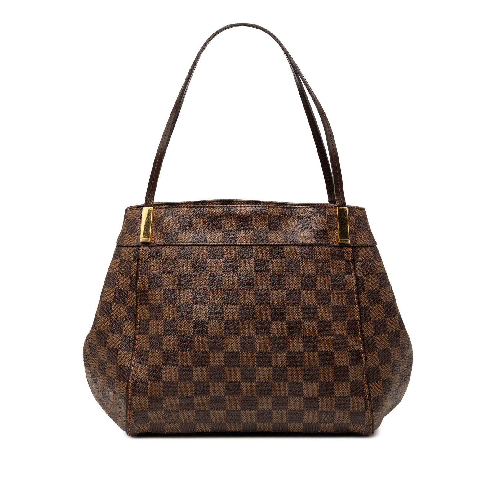 Louis Vuitton Marylebone PM Damier Ebene Handbag: Louis Vuitton Marylebone PM Damier Ebene Handbag Louis Vuitton Damier Ebene Marylebone PM bag in brown Damier Ebene canvas with flat leather straps, an open top with claw closure, and interior zip and