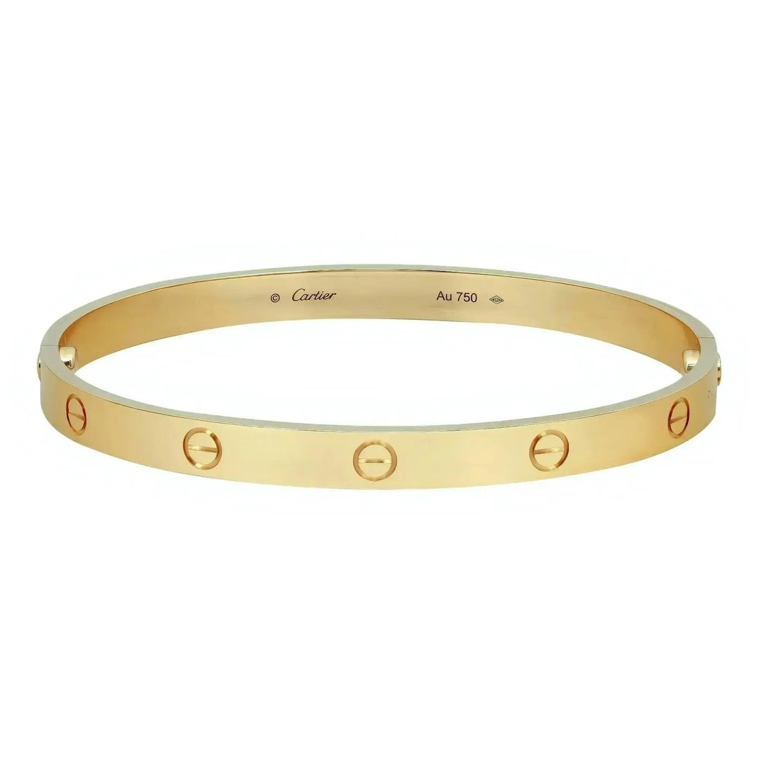 Cartier Love 18k Yellow Gold Bangle Bracelet Size 18 Box Screwdriver: Cartier Love 18k Yellow Gold Bangle Bracelet Size 18 Box Screwdriver This Cartier Love Bracelet is the classic model crafted in 18k yellow gold. Designed as a bangle, it features the signature engrave