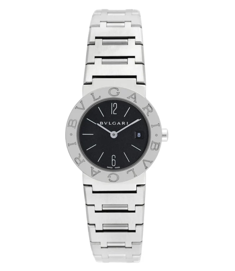 Bvlgari BB26SS Ladies Watch Black Dial Steel Bracelet: Bvlgari BB26SS Ladies Watch Black Dial Steel Bracelet Ladies Bvlgari Bvlgari watch with a black dial, fixed bezel, and stainless steel bracelet. Reference BB26SS. Specifications Gender: Ladies Categor