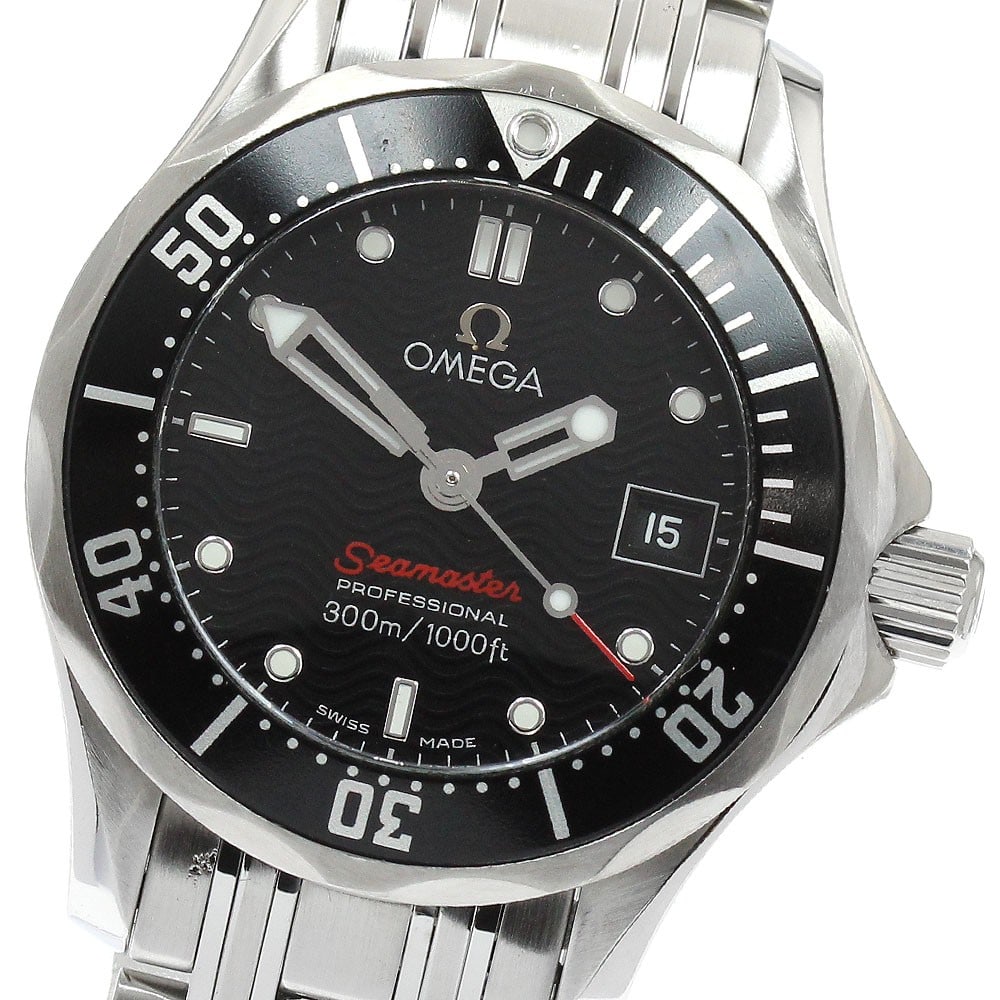 Omega Seamaster 300 Ladies Quartz Watch Ref 212.30.28.61.01.001: Omega Seamaster 300 Ladies Quartz Watch Ref 212.30.28.61.01.001 Omega Seamaster 300 Date quartz ladies wristwatch, pre-owned and offered as watch only. It features a stainless steel case and band, bla