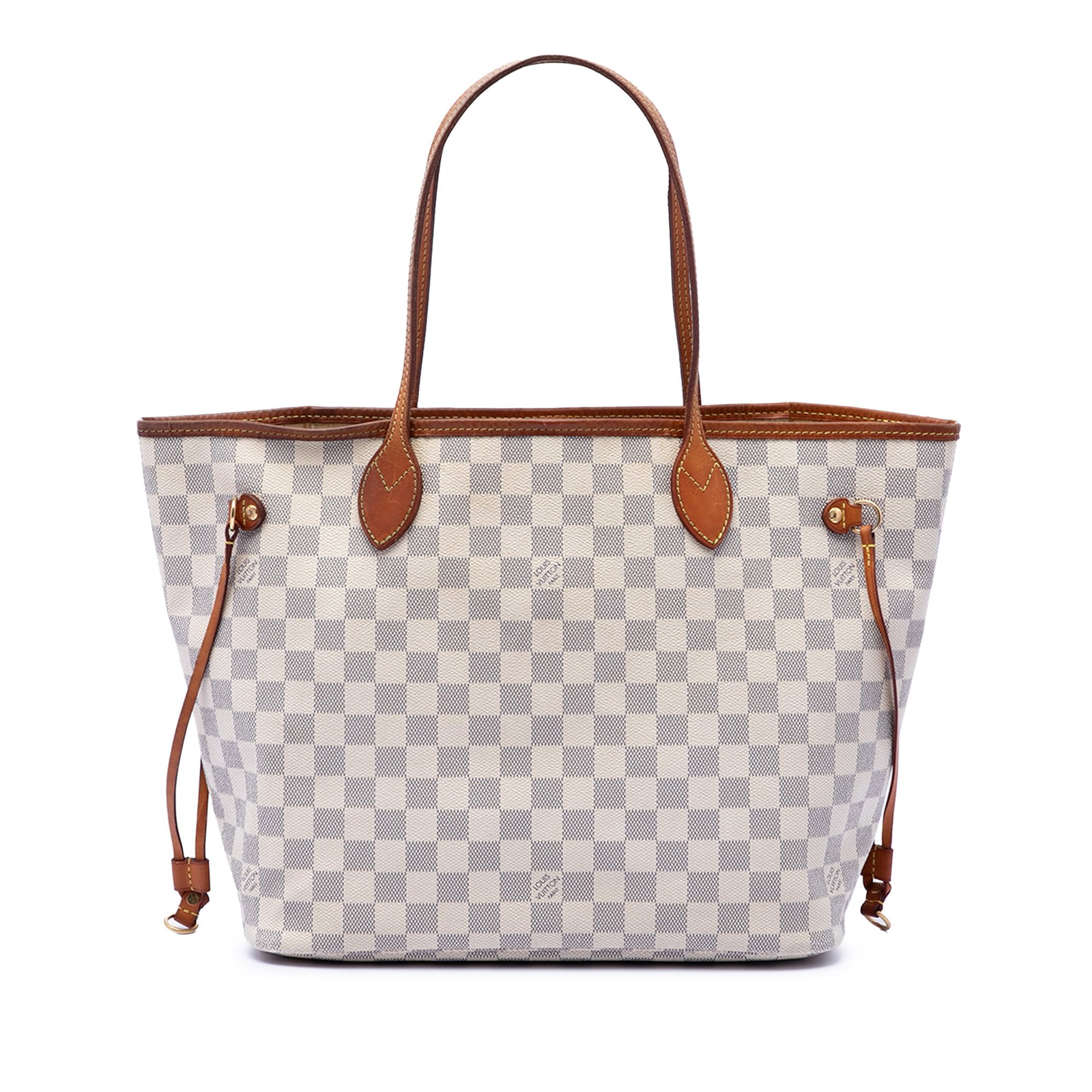 Louis Vuitton Neverfull MM Damier Azur Tote Bag: Louis Vuitton Neverfull MM Damier Azur Tote Bag The Louis Vuitton Damier Azur Neverfull MM is a bag made with damier azur canvas, vachetta leather trim, and flat vachetta leather handles. It features 