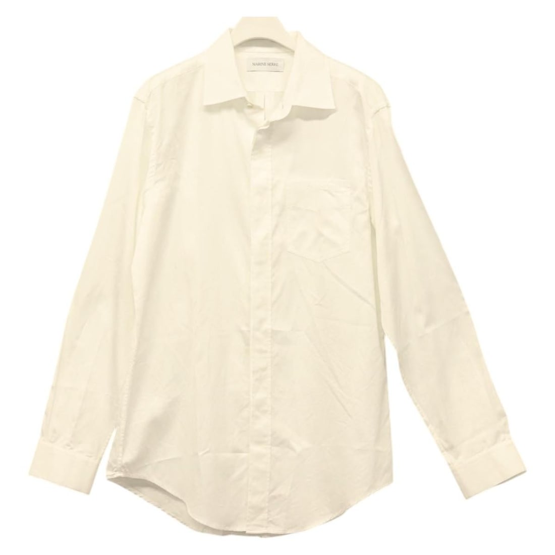 MARINE SERRE White Cotton Long Sleeve Womens T Shirt Romania: MARINE SERRE White Cotton Long Sleeve Womens T Shirt Romania This MARINE SERRE long-sleeved T-shirt is made of cotton in white and is designed for women. It was manufactured in Romania and is offered 