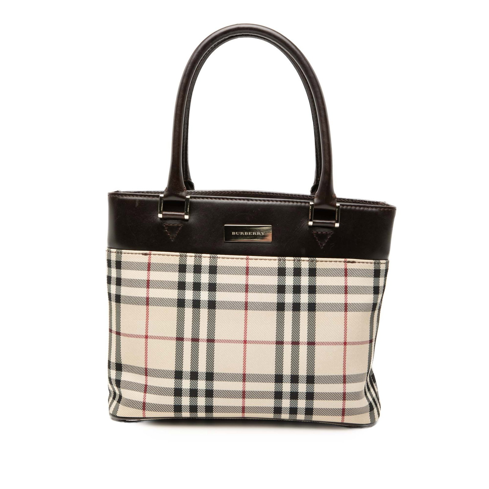 Burberry Beige Canvas Tote with Leather Trim and House Check Pattern (1 of 7)