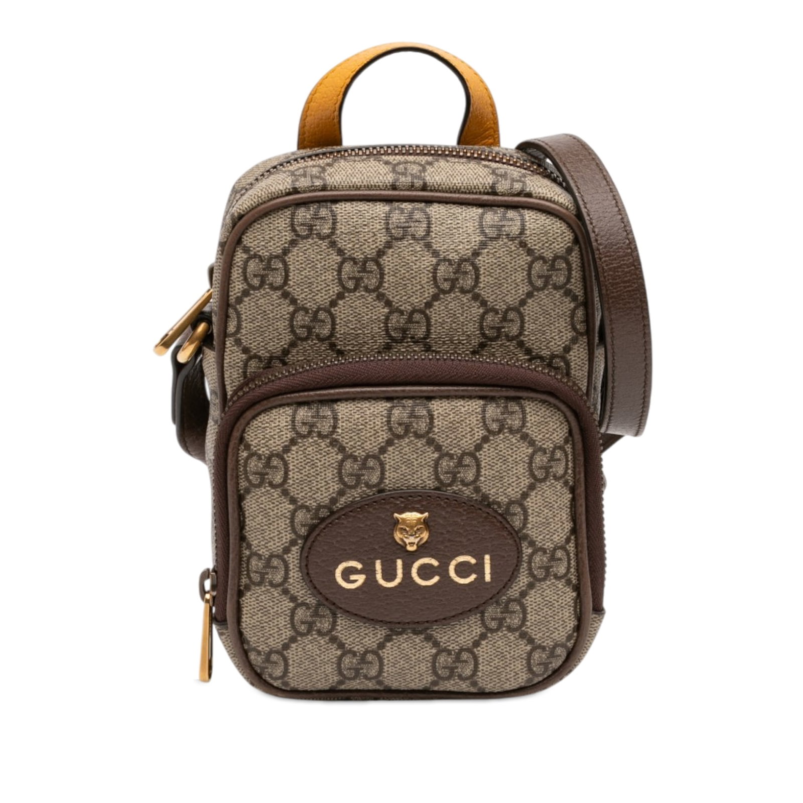 Gucci Neo Vintage Mini GG Supreme Satchel Bag: Gucci Neo Vintage Mini GG Supreme Satchel Bag This Gucci Mini GG Supreme Neo Vintage Satchel is crafted from coated canvas with leather trim, featuring a flat leather handle, a flat leather strap, a t