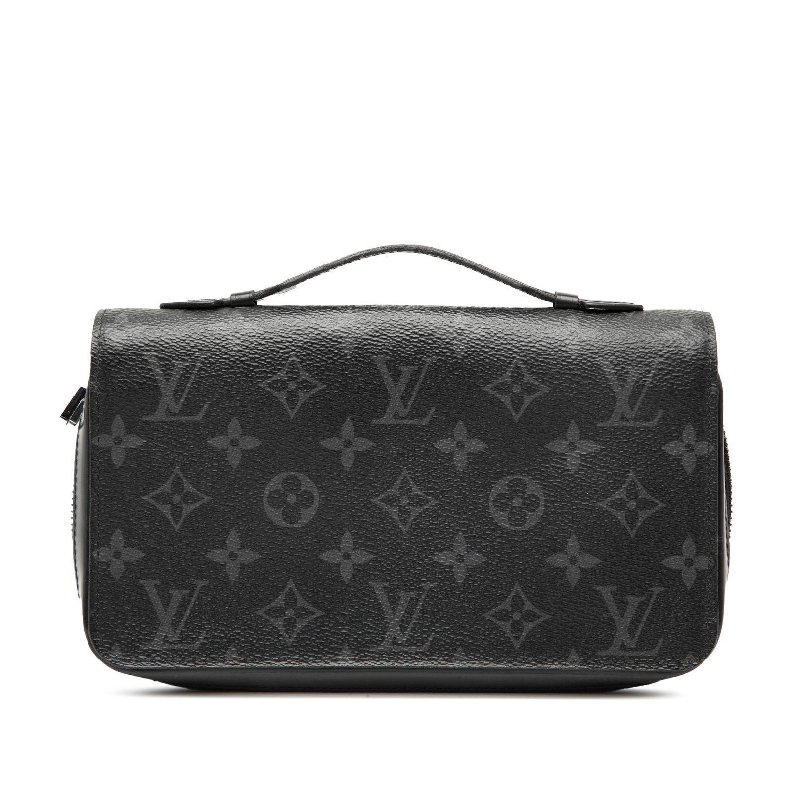 Monogram Eclipse Zippy XL Long Wallet by Louis Vuitton with Leather Trim: Monogram Eclipse Zippy XL Long Wallet by Louis Vuitton with Leather Trim This Louis Vuitton Monogram Eclipse Zippy XL Wallet features a monogram eclipse canvas body with leather trim, a flat leather h