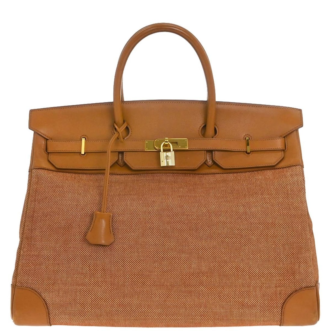Hermes Birkin 40 Brown Toile H Gulliver Handbag with Box: Hermes Birkin 40 Brown Toile H Gulliver Handbag with Box Hermes Birkin 40 handbag in Brown Toile H and Gulliver with double handles and a flap turn-lock closure. This large handbag is made in France a