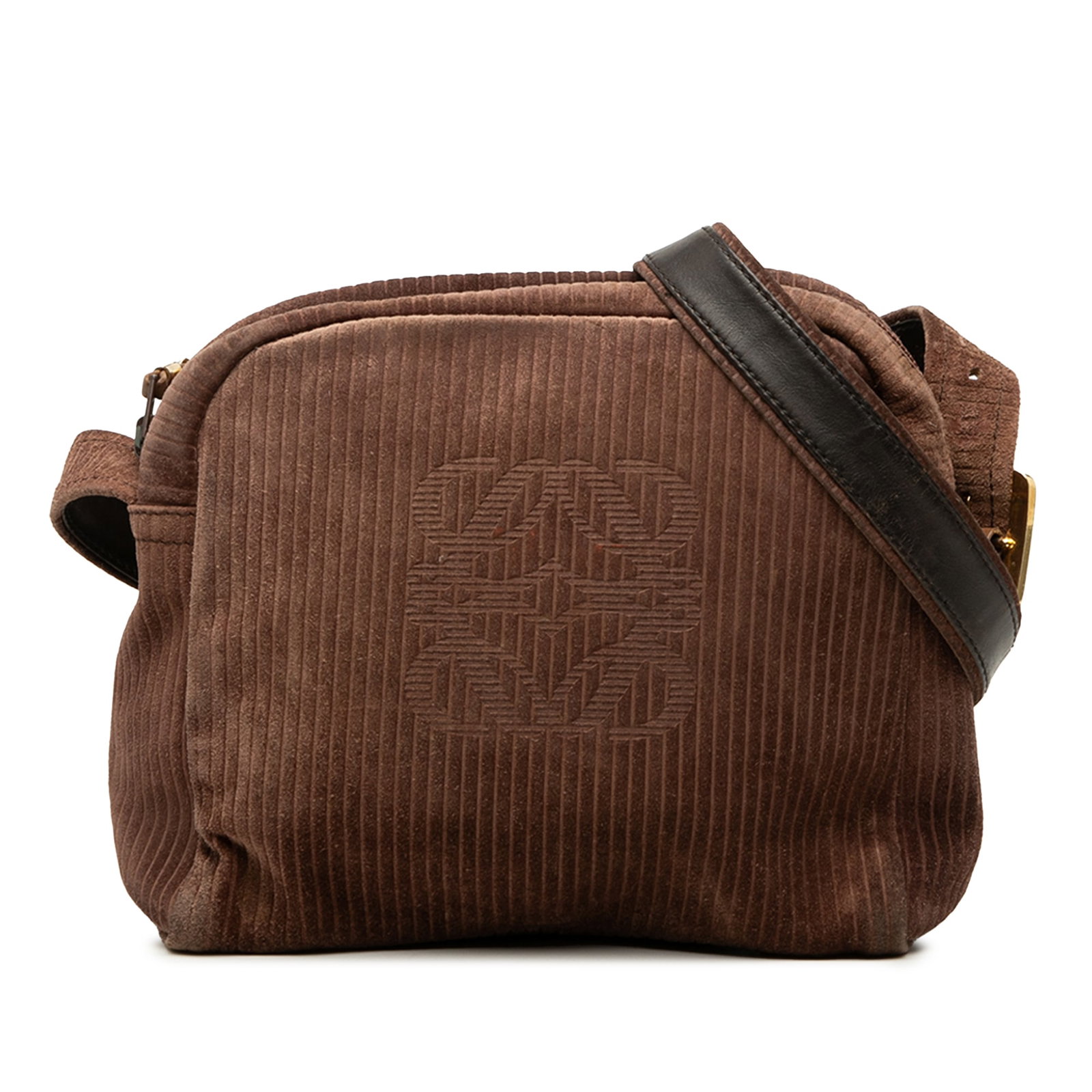 LOEWE brown corduroy Anagram shoulder bag (1 of 6)