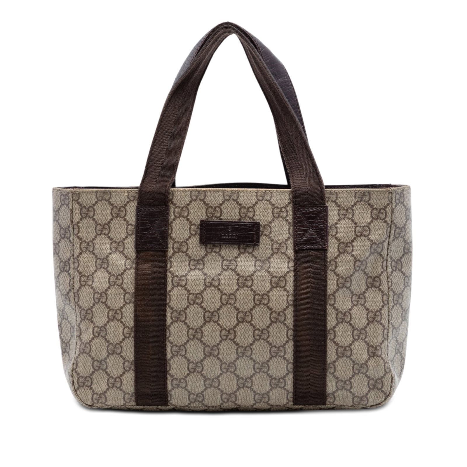 Gucci GG Supreme Coated Canvas Tote Bag Beige: Gucci GG Supreme Coated Canvas Tote Bag Beige Gucci GG Supreme Tote in beige with a coated canvas body and flat canvas handles. The bag features an open top and an interior with slip and zip pockets. 