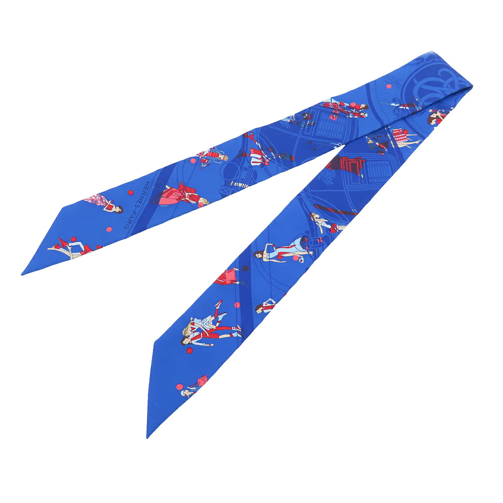 Hermes Ex Libris les Parisiennes Blue Silk Twilly (1 of 8)