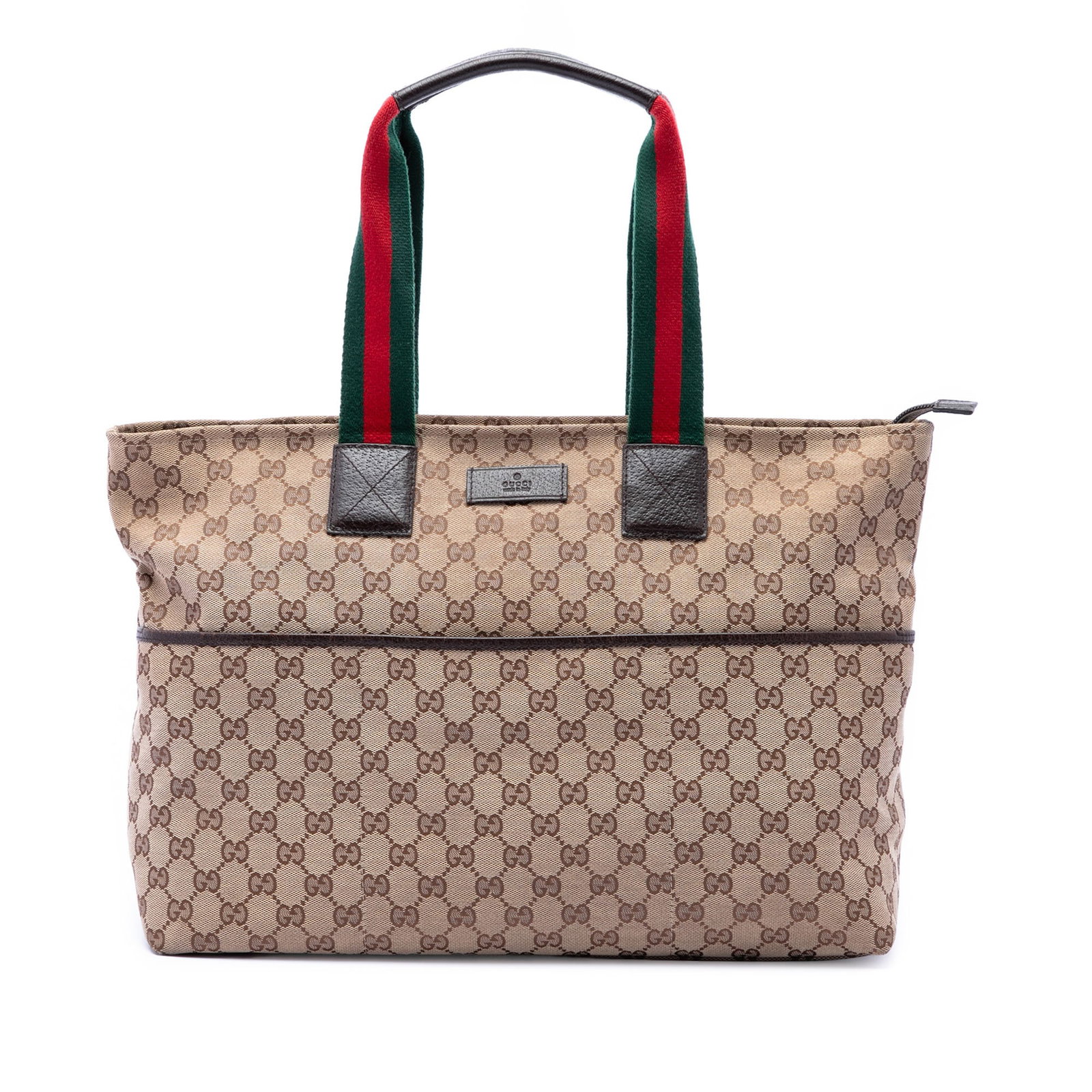 Gucci GG Canvas Web Tote Bag with Leather Trim (1 of 6)