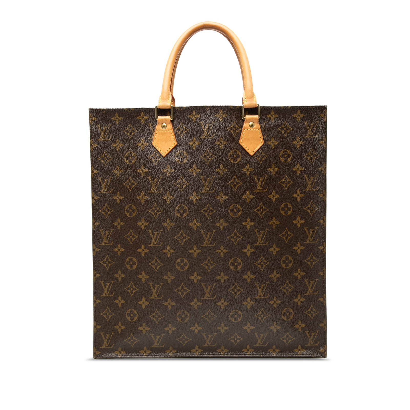 Louis Vuitton Sac Plat Monogram Canvas Tote Bag: Louis Vuitton Sac Plat Monogram Canvas Tote Bag Louis Vuitton Monogram Sac Plat tote bag crafted with a monogram canvas body and rolled vachetta leather handles. The open-top design includes interior 