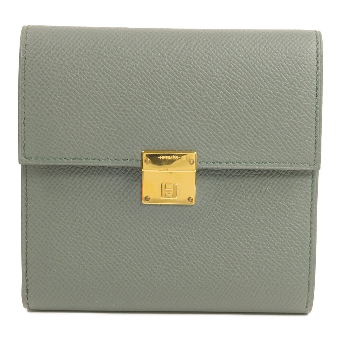 Hermes Clic 12 Epsom Calfskin Wallet Vert Amande: Hermes Clic 12 Epsom Calfskin Wallet Vert Amande Hermes Clic 12 wallet in Vert Amande, made from Epsom calfskin. It features a compact design with multiple pockets and comes with a storage box. Condit