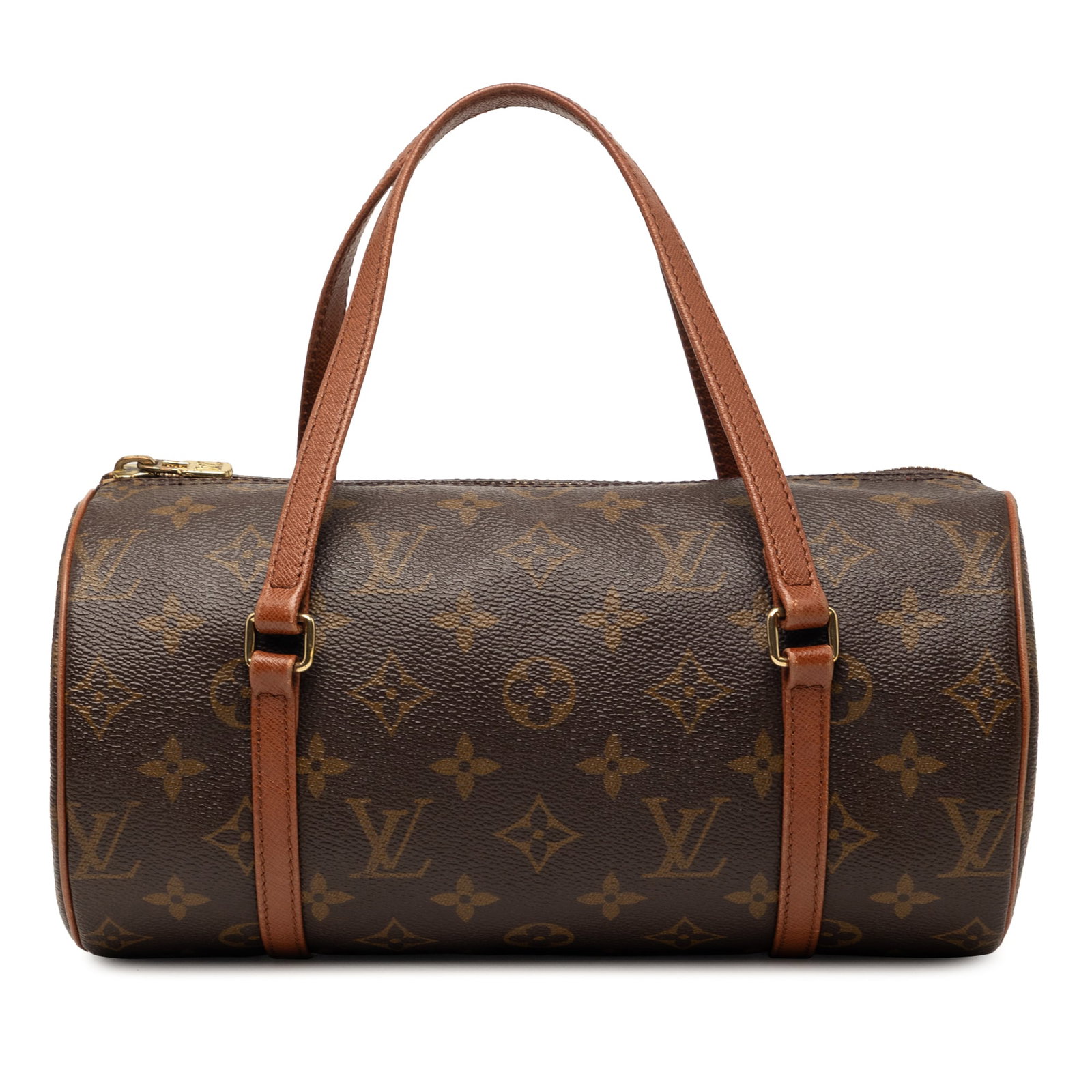Louis Vuitton Papillon 26 Monogram Canvas Handbag: Louis Vuitton Papillon 26 Monogram Canvas Handbag Louis Vuitton Monogram Papillon 26 bag from France, featuring a monogram canvas body with leather trim, flat leather handles, and a top zip closure. I