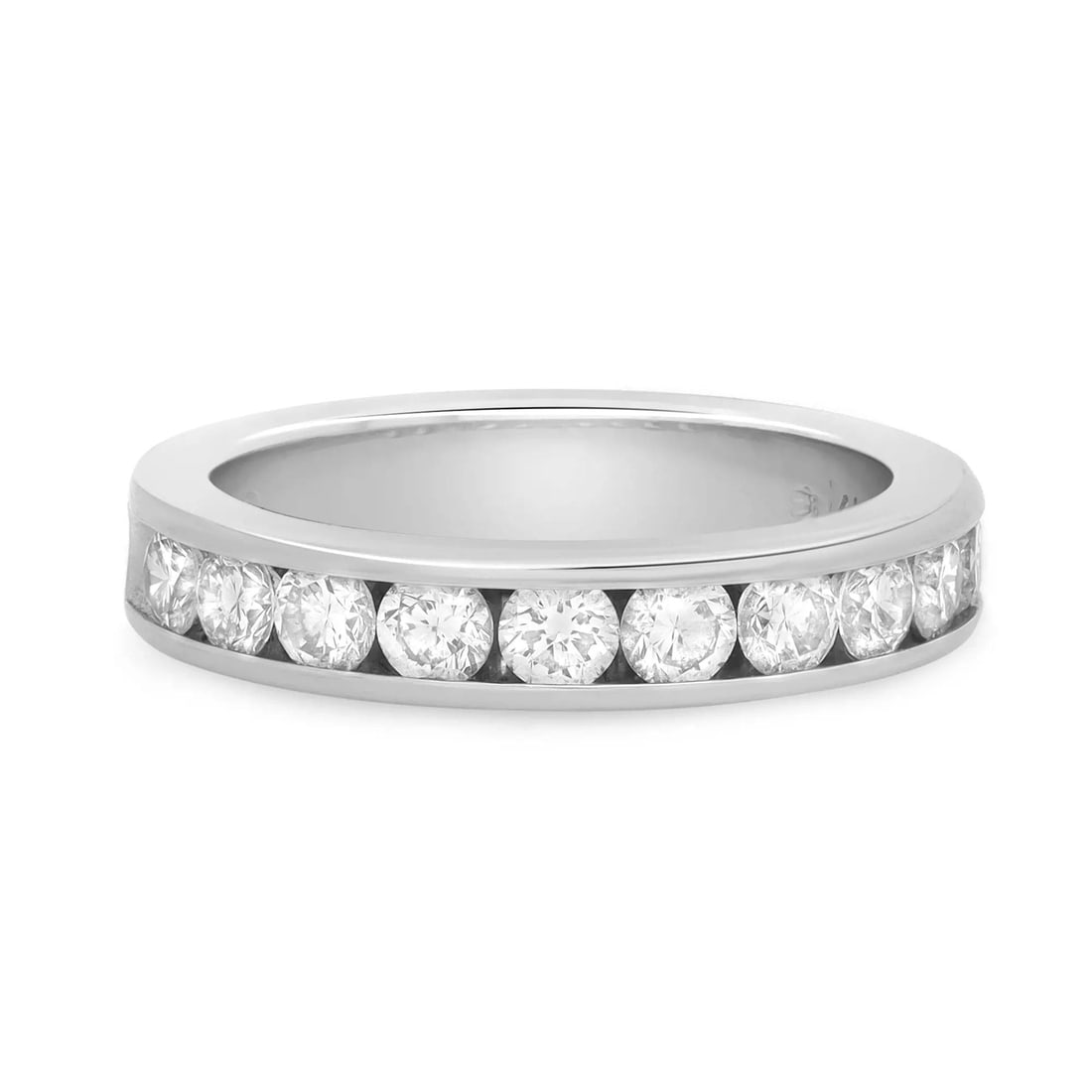 Rachel Koen 1.02ct Diamond Band Ring 14K White Gold Size 6.5 Channel Set: Rachel Koen 1.02ct Diamond Band Ring 14K White Gold Size 6.5 Channel Set This elegant women's wedding band ring by Rachel Koen features 10 dazzling round brilliant cut diamonds channel set in a polish