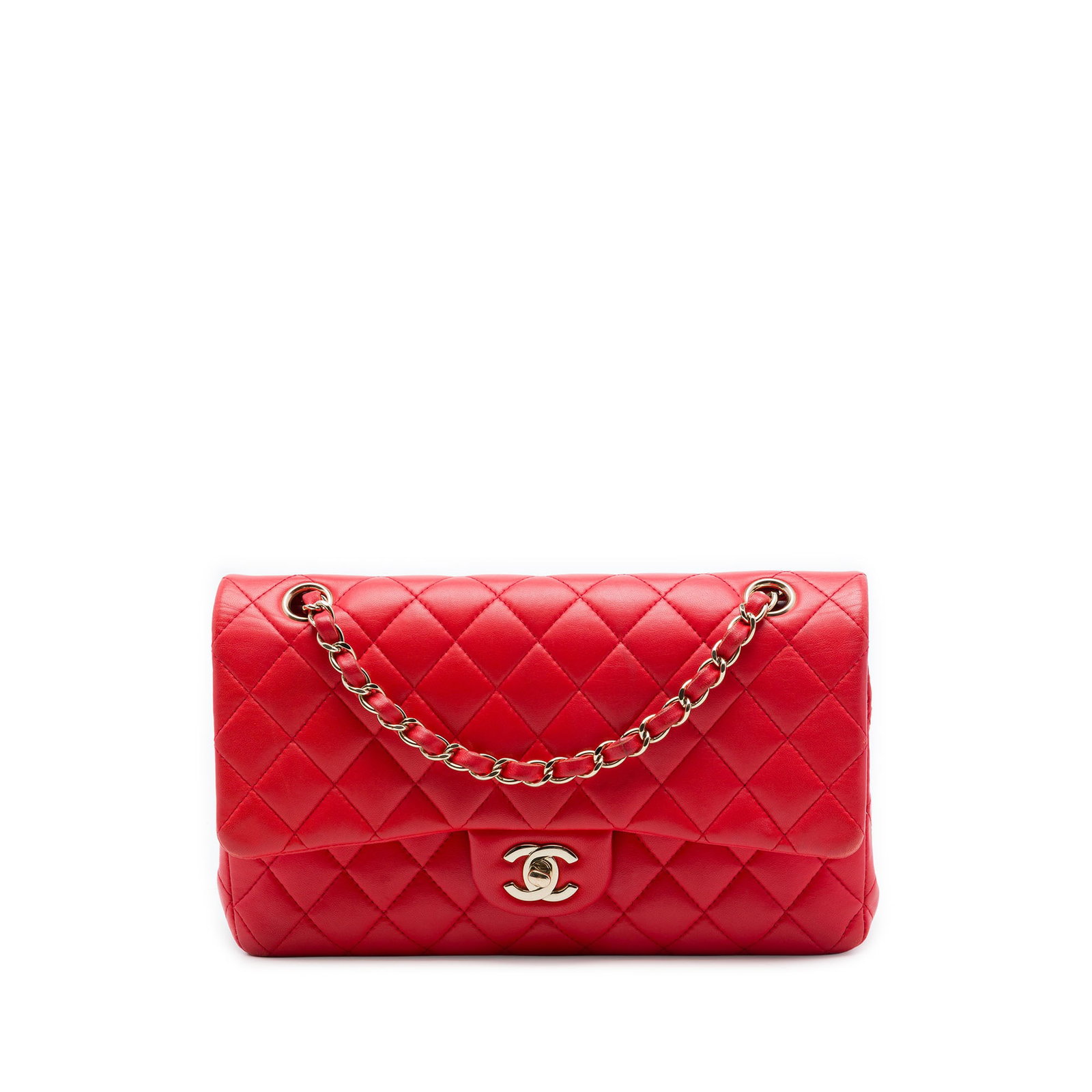 Chanel Medium Classic Double Flap Red Lambskin Shoulder Bag (1 of 6)