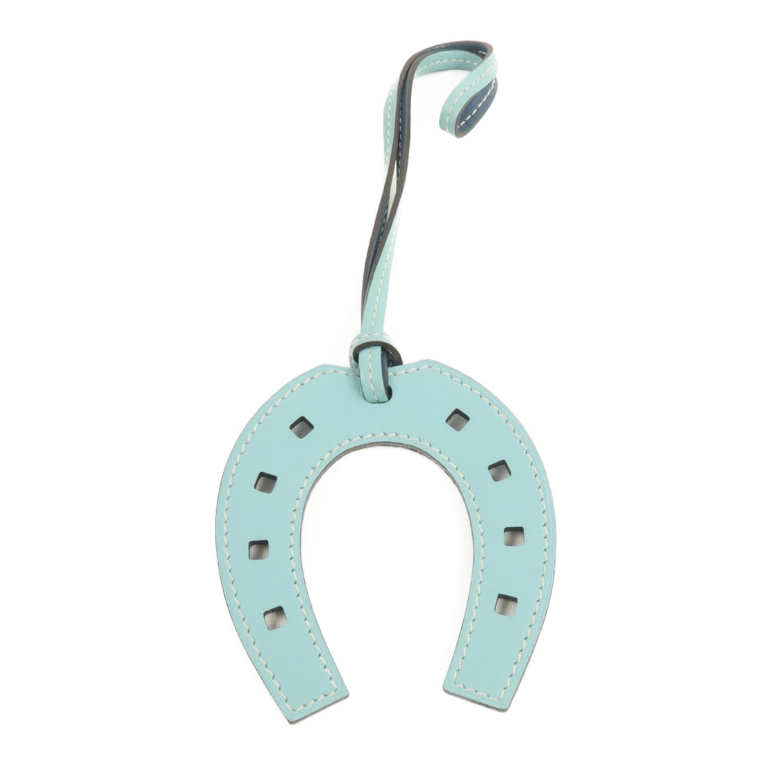 HERMES Paddock Horseshoe Charm Blue Veau Swift Calfskin Leather (1 of 7)