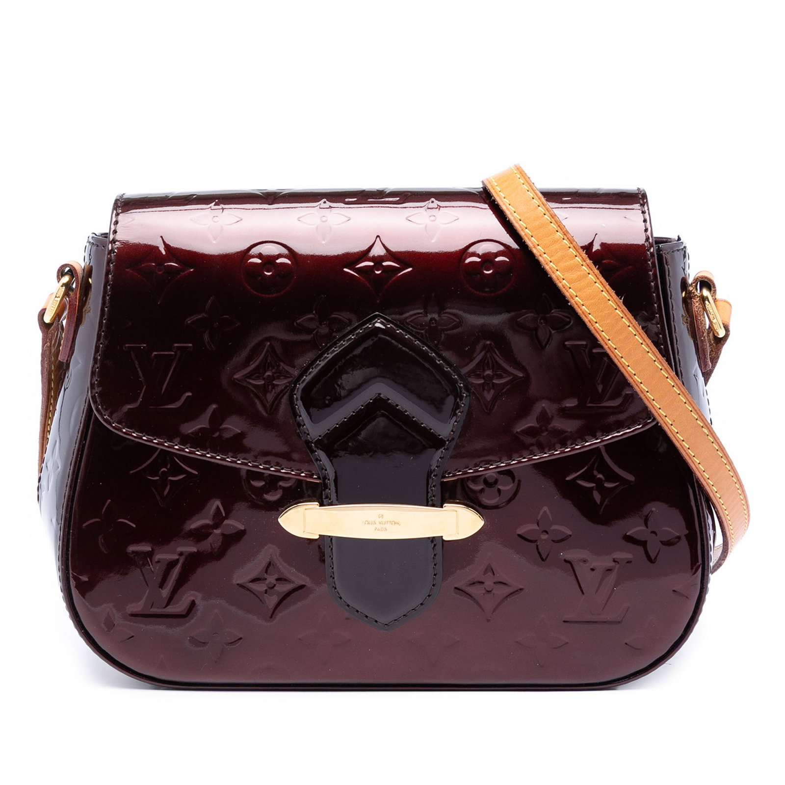 Louis Vuitton Bellflower PM shoulder bag in red Monogram Vernis leather: Louis Vuitton Bellflower PM shoulder bag in red Monogram Vernis leather The Louis Vuitton Monogram Vernis Bellflower PM is a handbag made in France with a monogram vernis leather body and a flat vache