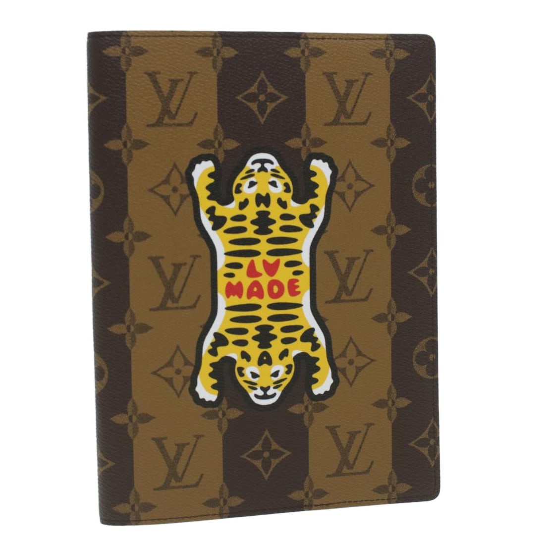LOUIS VUITTON NIGO Quverture Brown Black Monogram Note Cover GI0720 Auth: LOUIS VUITTON NIGO Quverture Brown Black Monogram Note Cover GI0720 Auth Introducing the LOUIS VUITTON Stripe NIGO Quverture Carnet Cover, a stylish and practical accessory crafted from high-quality M