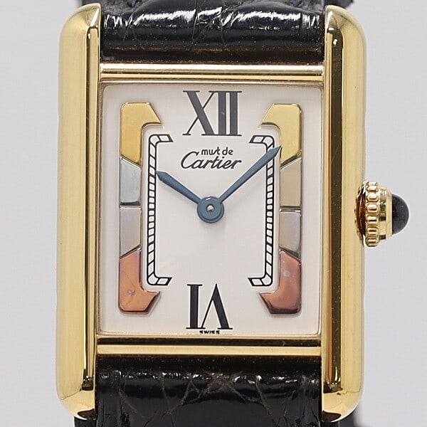 Ladies Cartier Must Tank Vermeil Wristwatch with Trinity Dial: Ladies Cartier Must Tank Vermeil Wristwatch with Trinity Dial A pre-owned Cartier Must Tank Vermeil SM Trinity Dial ladies wristwatch in excellent condition, used only a few times. It is a Swiss-made 