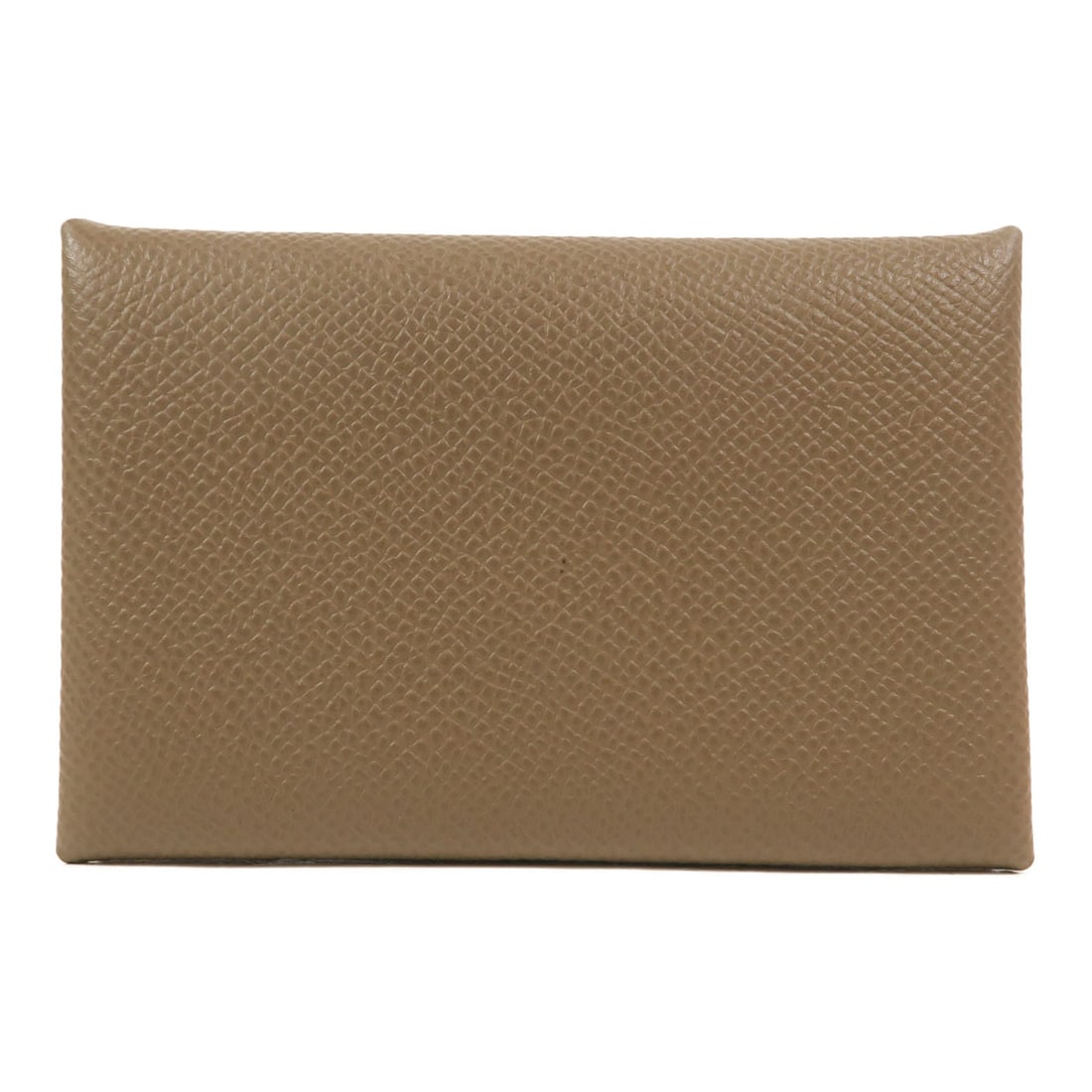 Hermes Calvi Epsom Calfskin Card Holder Etoupe PHW: Hermes Calvi Epsom Calfskin Card Holder Etoupe PHW Hermes PHW Calvi Card Case in Etoupe is a compact card holder made from Epsom leather and calfskin (cowhide). It features a hook button closure and c