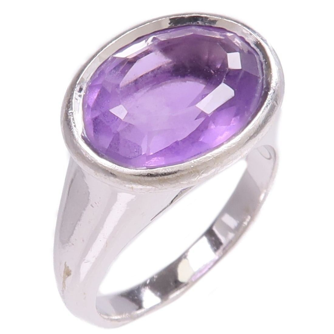 18K White Gold Amethyst Ring Size 7 for Women (1 of 10)