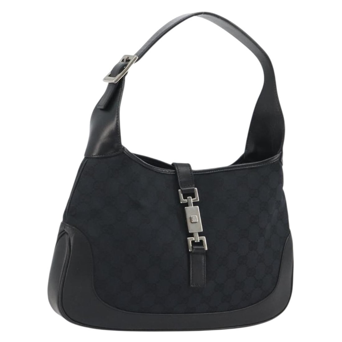 Gucci 001.3306 Jackie GG Canvas Shoulder Bag Black Silver: Gucci 001.3306 Jackie GG Canvas Shoulder Bag Black Silver Gucci Jackie shoulder bag in black/silver GG Canvas, made in Italy. This women's shoulder bag features a compact silhouette with a strap drop 