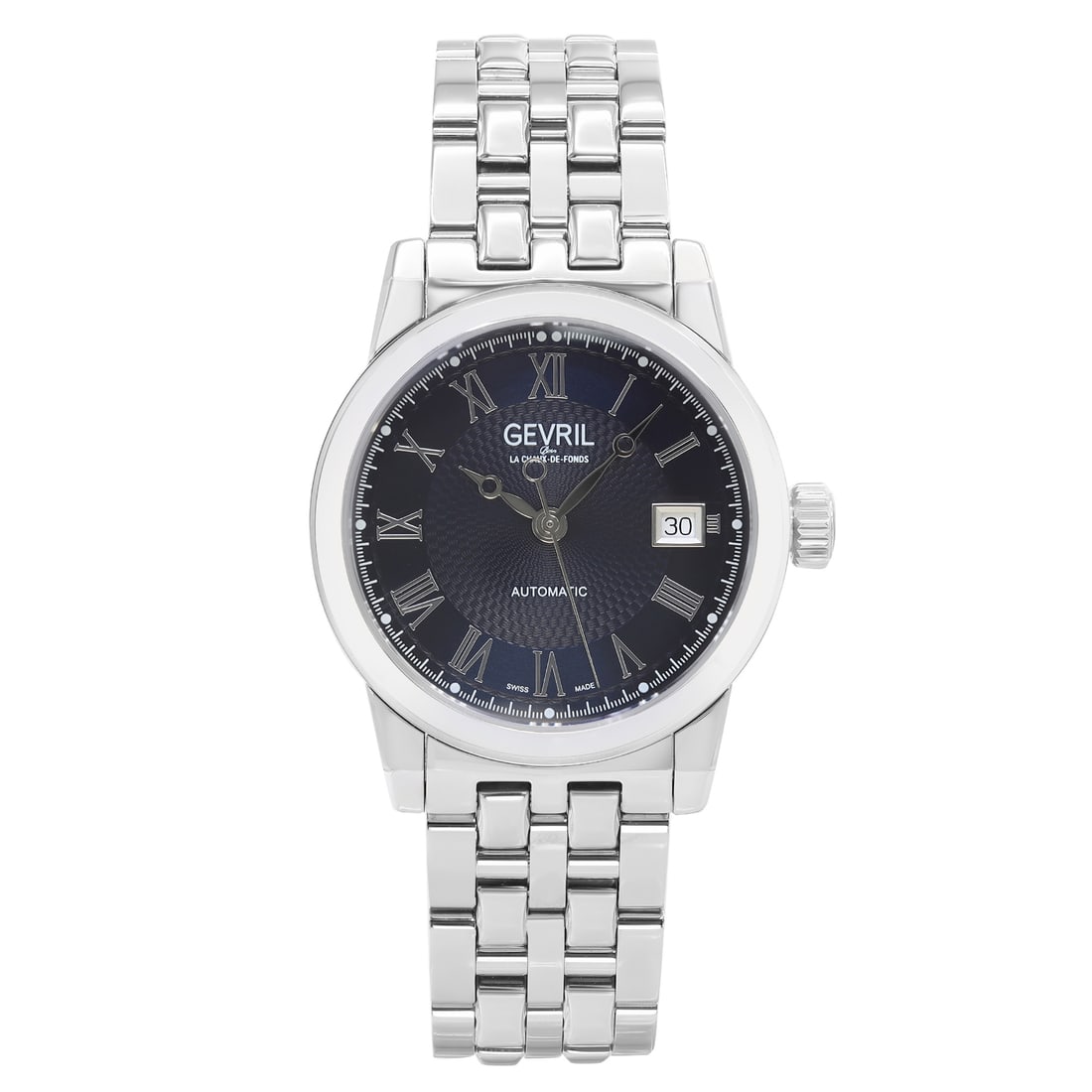 Gevril Madison 39mm Automatic Men's Watch Blue Dial Stainless Steel Bracelet: Gevril Madison 39mm Automatic Men's Watch Blue Dial Stainless Steel Bracelet Elevate your style with the Gevril Madison 39mm Stainless Steel Automatic Men's Watch. This exquisite timepiece features a 