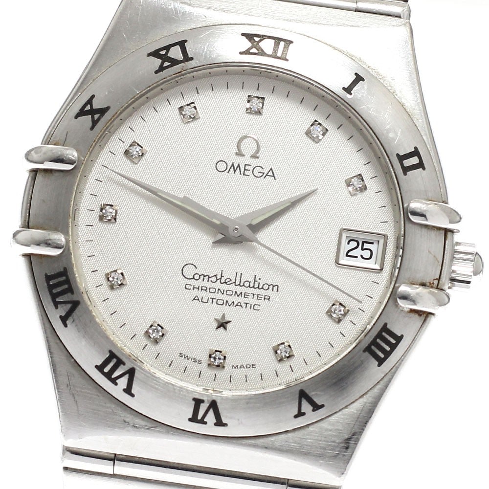 Omega Constellation 1502.35 Mens Stainless Steel Diamond Date Wristwatch: Omega Constellation 1502.35 Mens Stainless Steel Diamond Date Wristwatch Omega Constellation men's wristwatch, reference 1502.35, with a silver dial and date function. This pre-owned Swiss automatic w