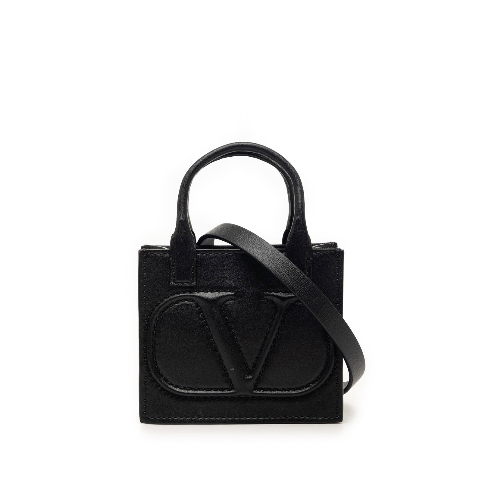 Valentino VLogo Mini Leather Satchel Black (1 of 7)